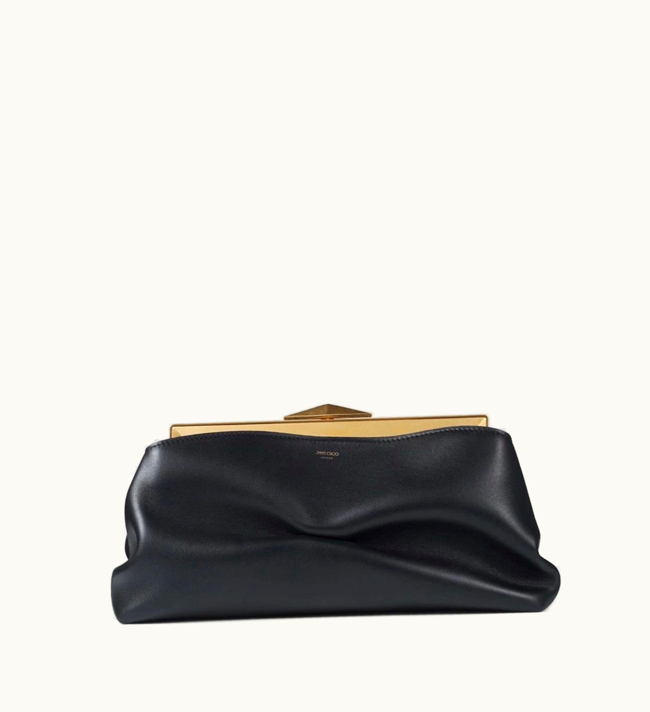 Jimmy Choo Jimmy Choo Diamond Frame Clutch Black Soft Calf Leather Clutch Bag With Chain Strap