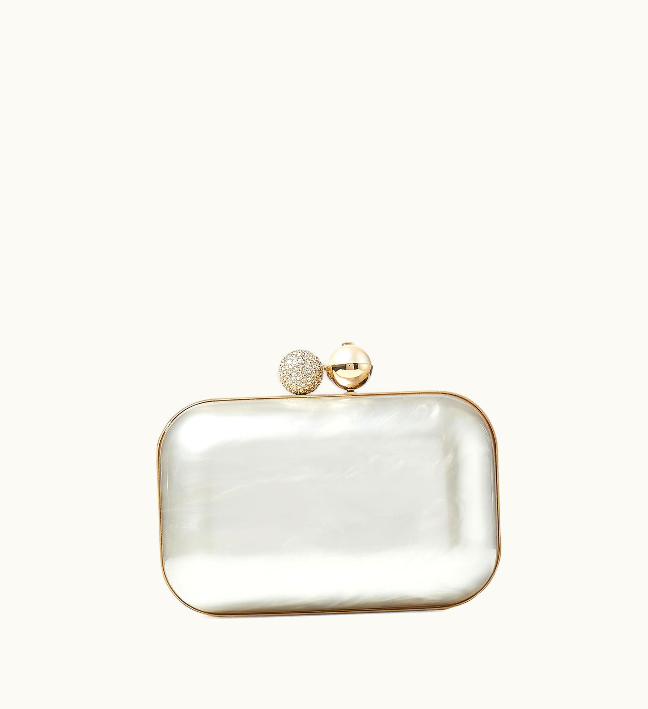 Jimmy Choo Jimmy Choo Cloud Ivory Mother Of Pearl Clutch Bag With Crystal Clasp