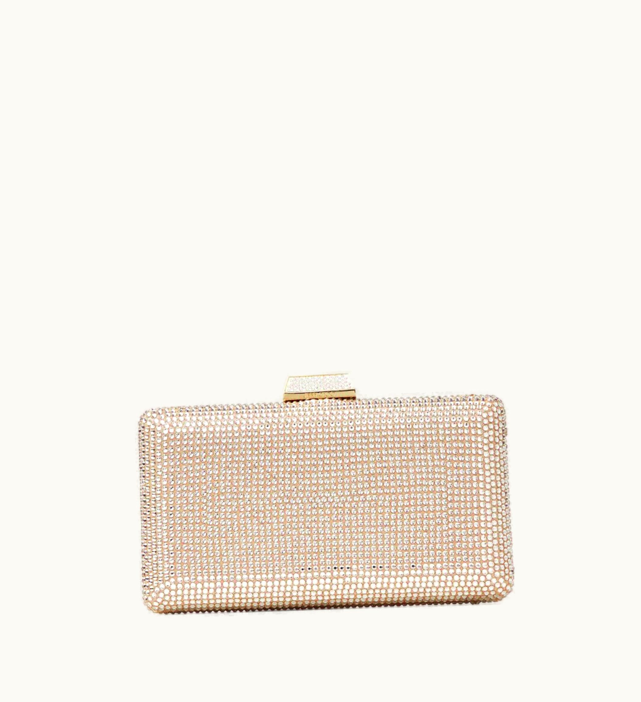 Jimmy Choo Jimmy Choo Clemmie Honey Gold Suede Clutch Bag With Crystals
