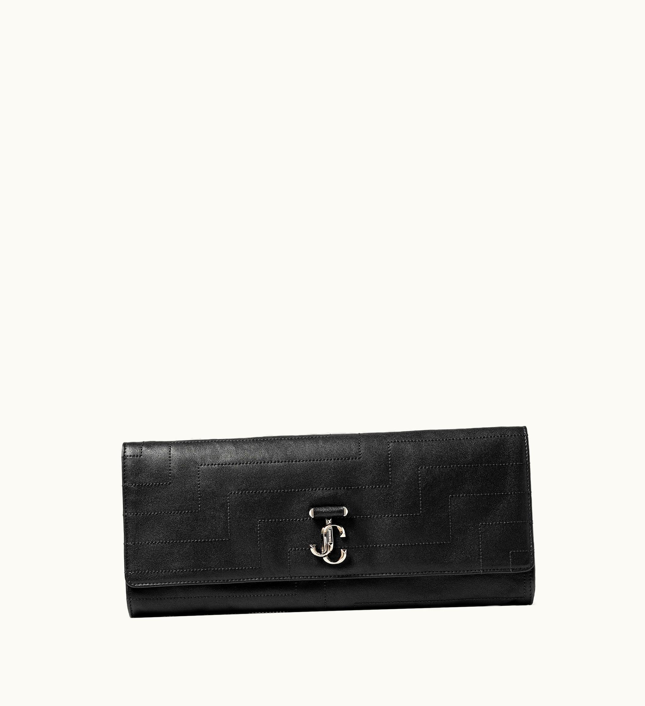 Jimmy Choo Jimmy Choo Avenue Soft Clutch Black Avenue Overstitched Biker Leather Soft Clutch Bag