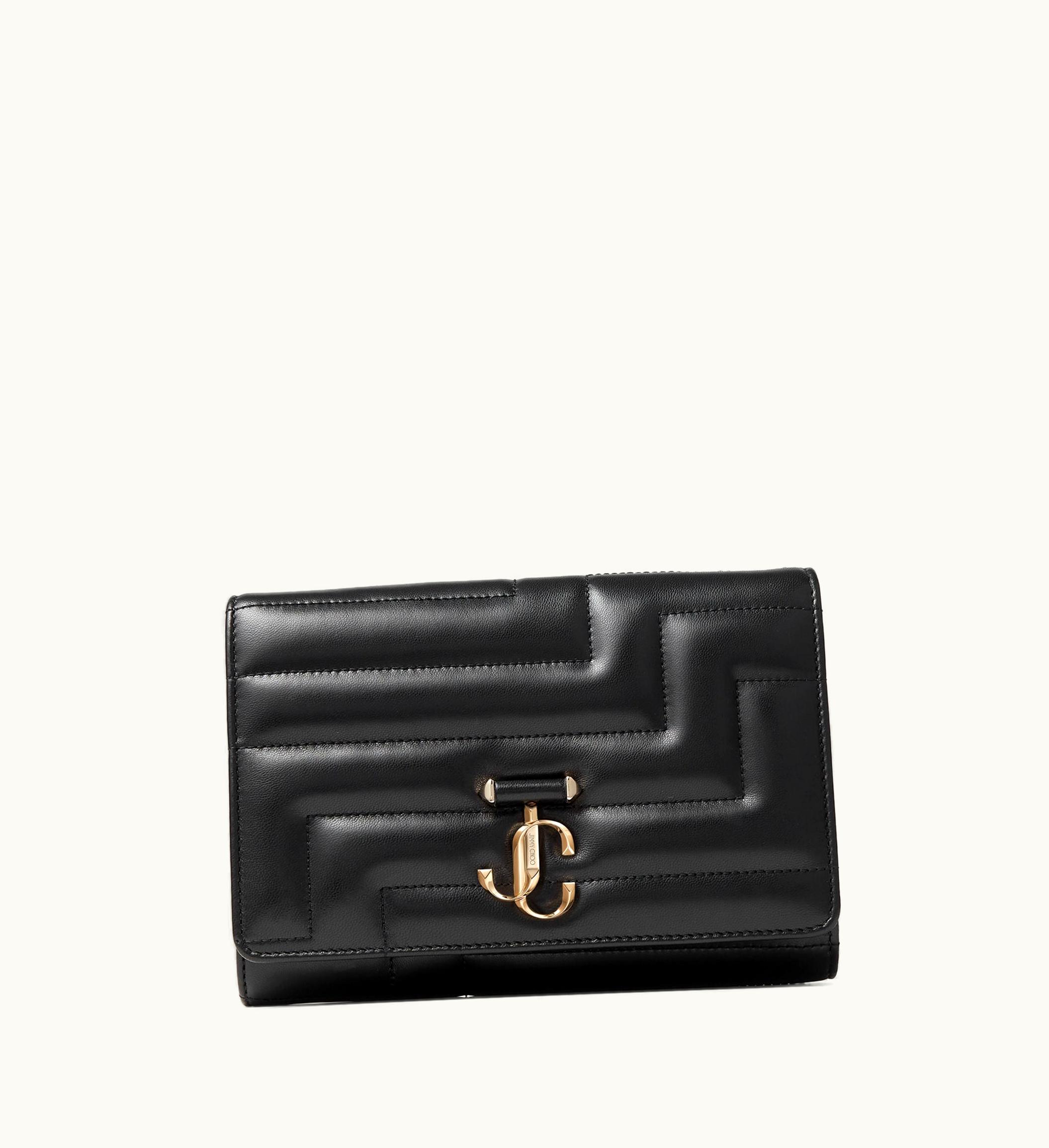 Jimmy Choo Jimmy Choo Avenue Clutch Black Avenue Nappa Leather Clutch Bag With Light Gold Jc Emblem
