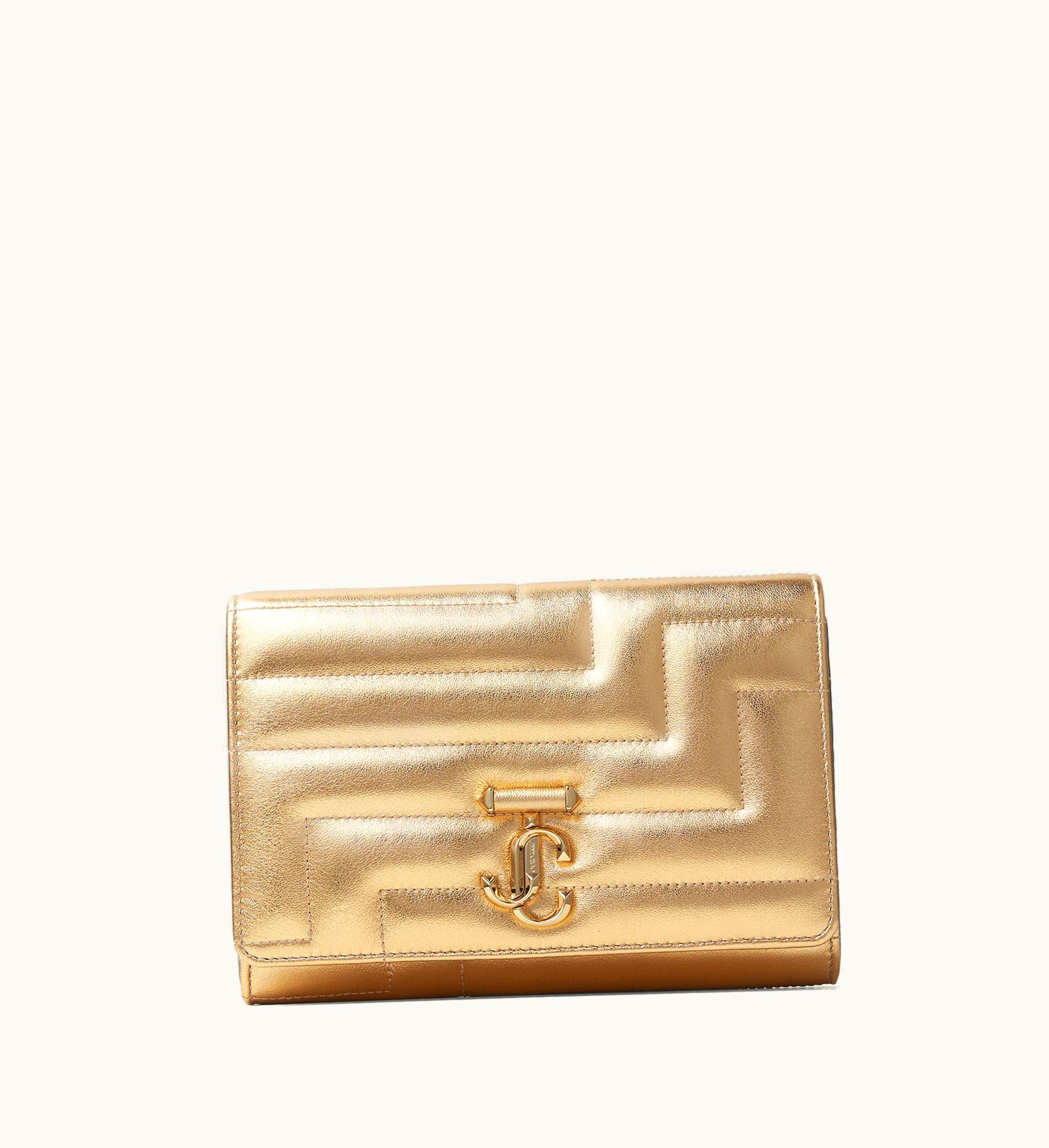 Jimmy Choo Jimmy Choo Avenue Clutch Gold Avenue Metallic Nappa Leather Clutch Bag With Light Gold Jc Emblem