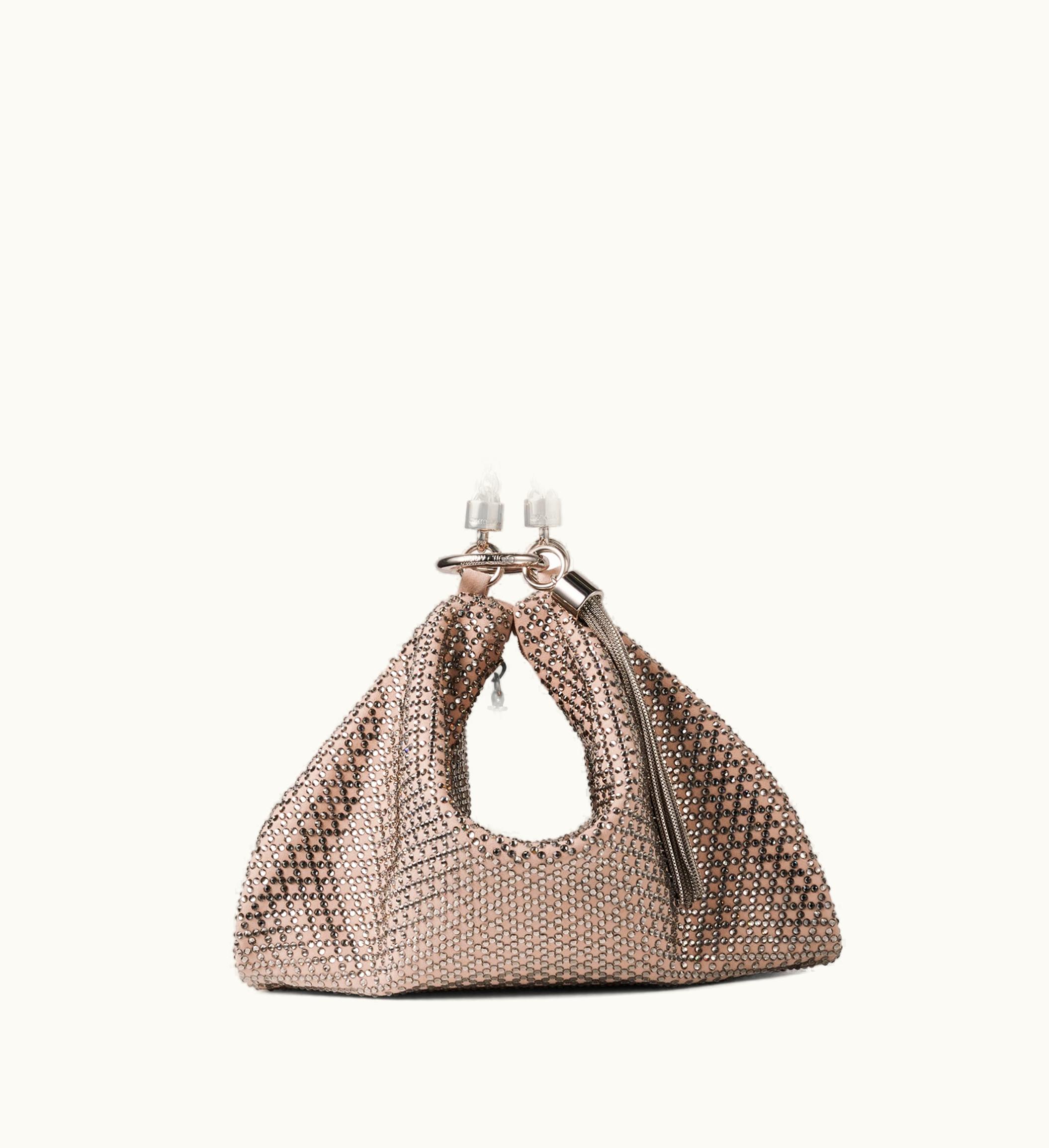 Jimmy Choo Jimmy Choo Callie Ballet Pink Suede Clutch Bag With Diamond Motif And Crystal Hotfix