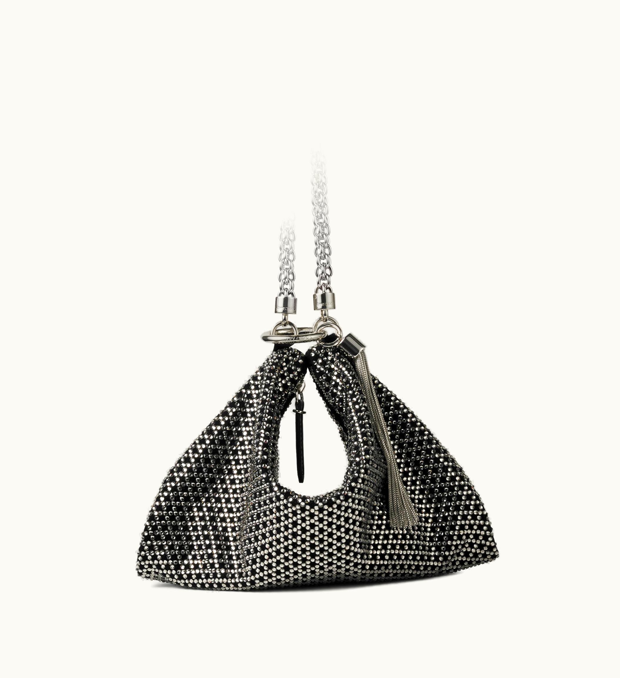 Jimmy Choo Jimmy Choo Callie Black Diamond Motif Crystal Hotfix On Suede Clutch Bag