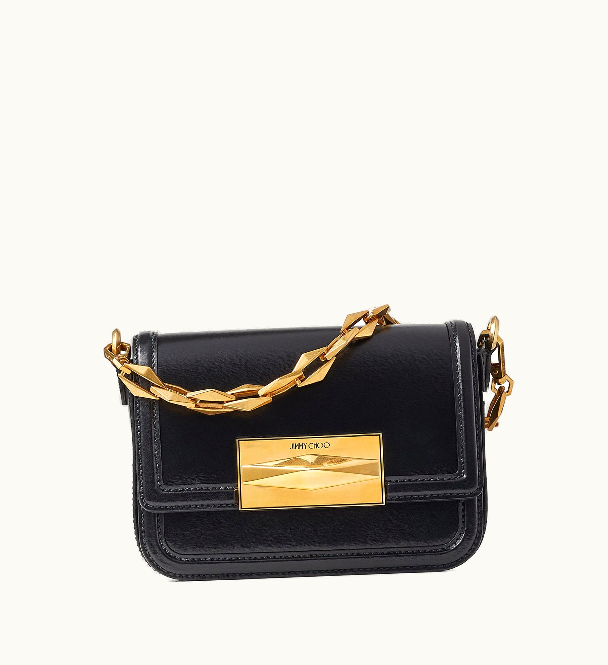 Jimmy Choo Jimmy Choo Diamond Crossbody Black Box Calf Leather Crossbody Bag