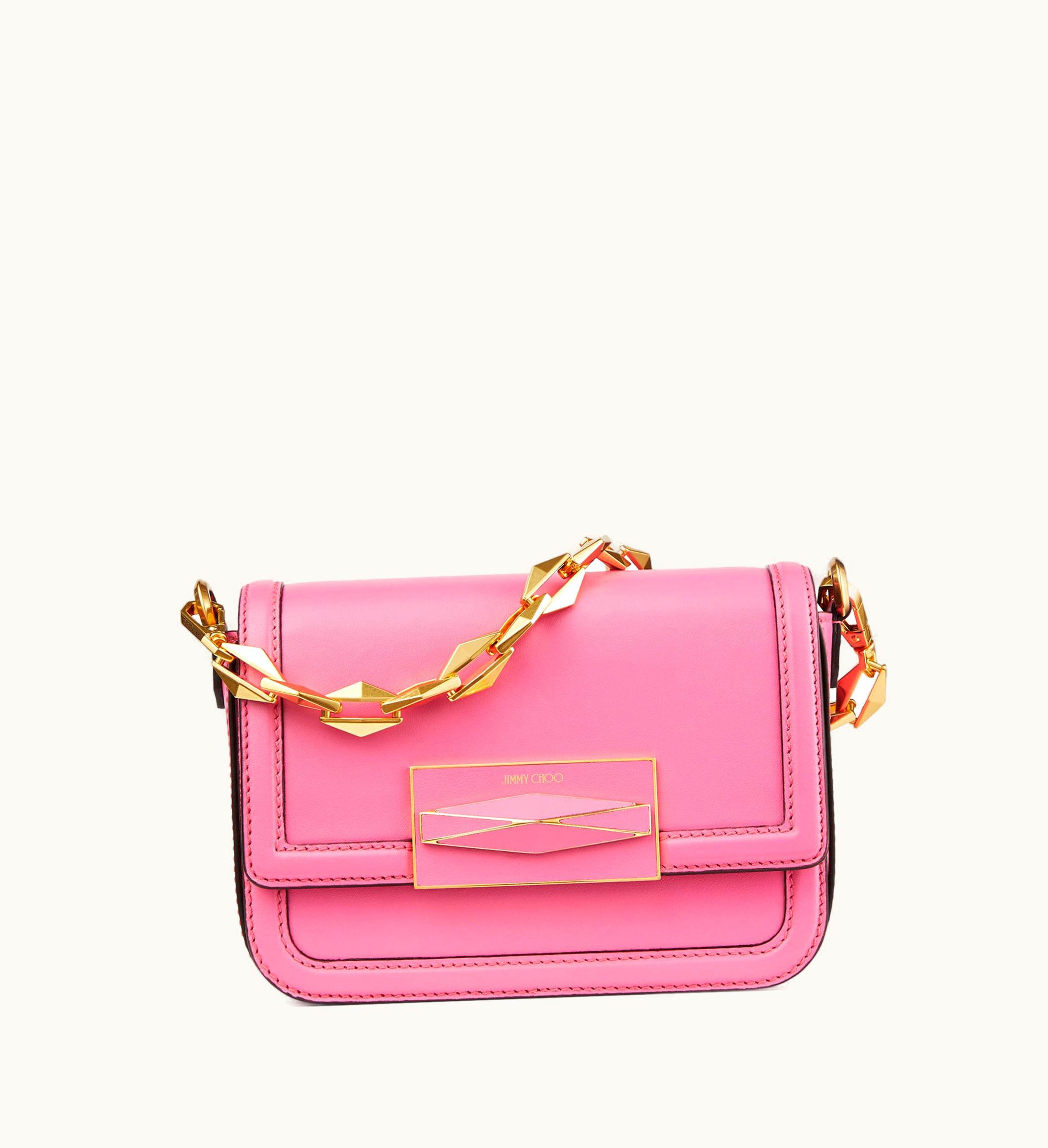 Jimmy Choo Jimmy Choo Diamond Crossbody Candy Pink Smooth Calf Leather Top Handle Bag
