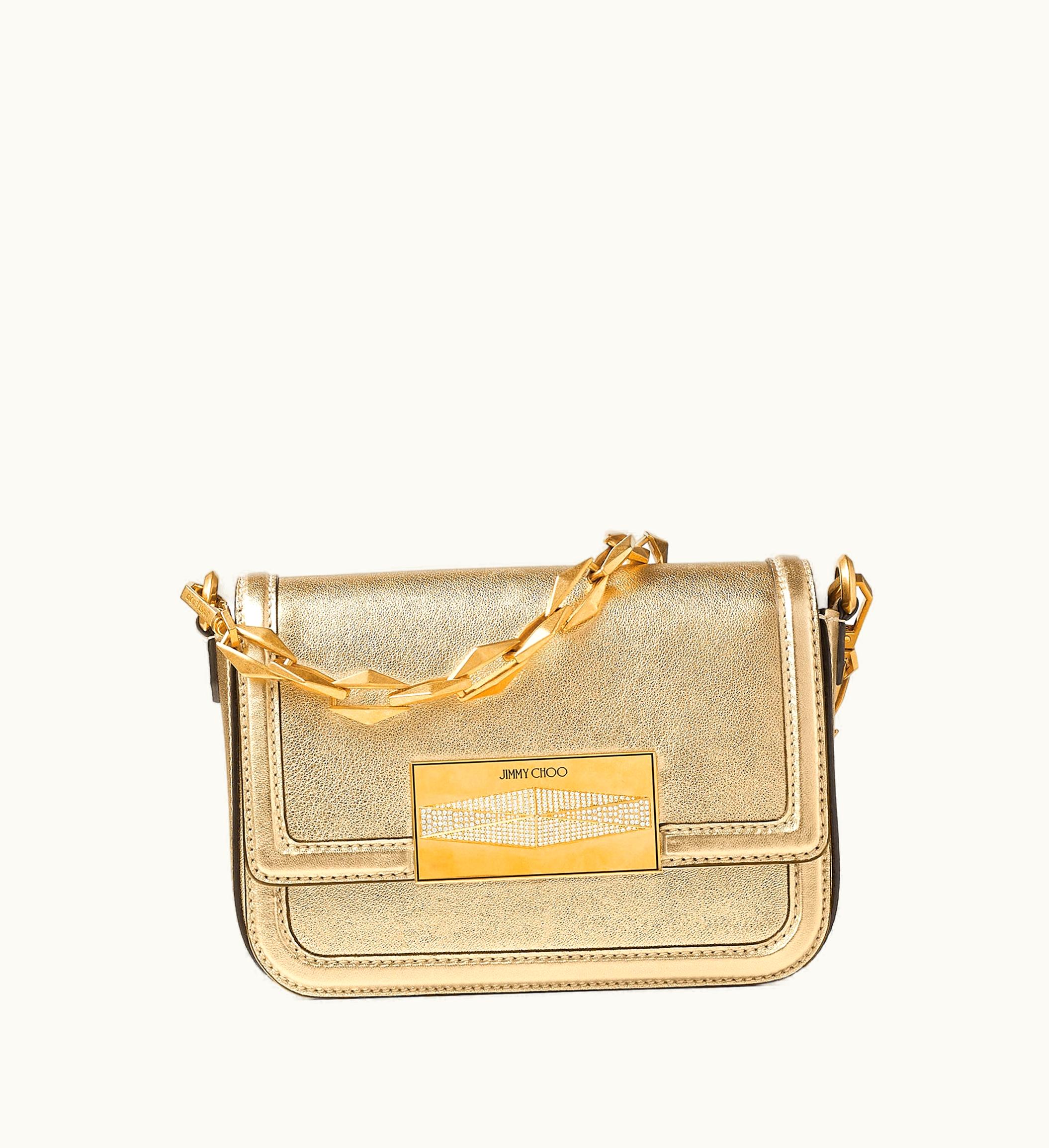 Jimmy Choo Jimmy Choo Diamond Crossbody Gold Metallic Nappa Leather Crossbody Bag