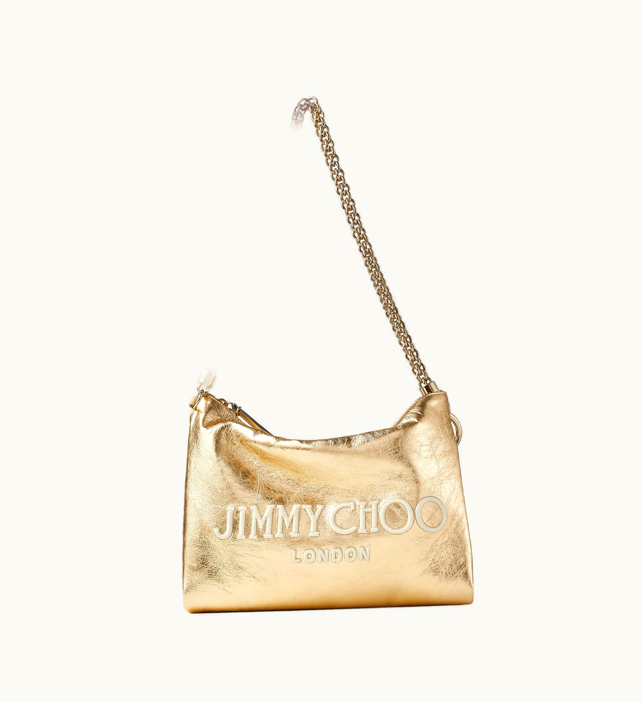 Jimmy Choo Callie Shoulder Gold Metallic Nappa Shoulder Bag With Jimmy Choo Embroidery
