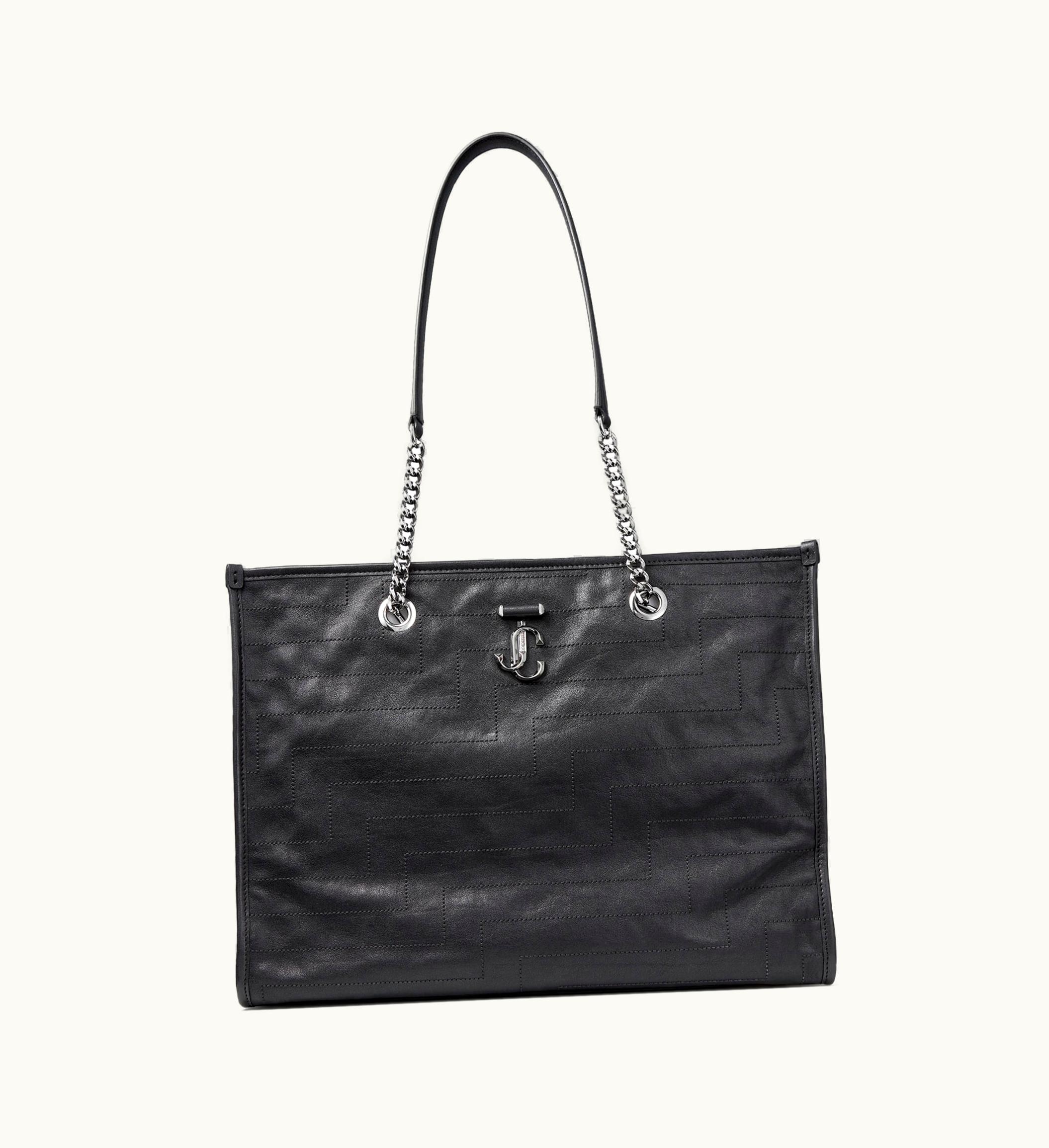 Jimmy Choo Jimmy Choo Avenue Soft Tote / L Black Avenue Overstitched Biker Leather Soft Tote Bag
