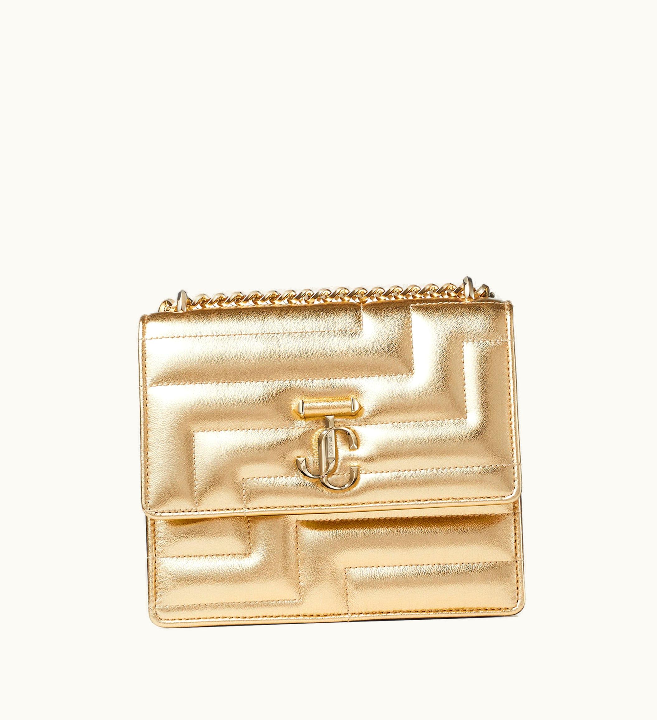 Jimmy Choo Jimmy Choo Avenue Quad Gold Avenue Metallic Nappa Leather Bag With Light Gold Jc Emblem