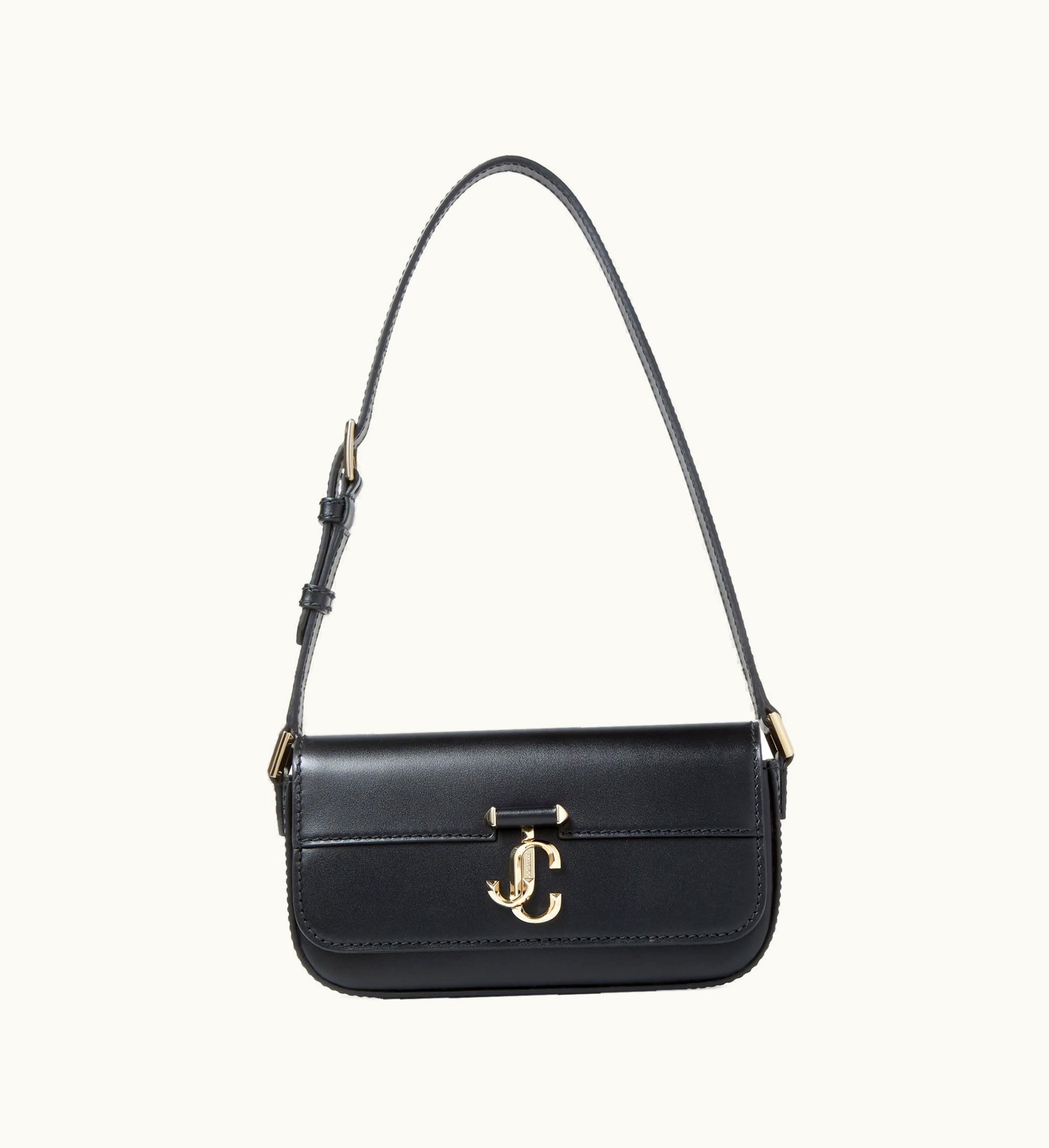 Jimmy Choo Jimmy Choo Avenue Mini Shoulder Black Leather Mini Shoulder Bag With Jc Emblem