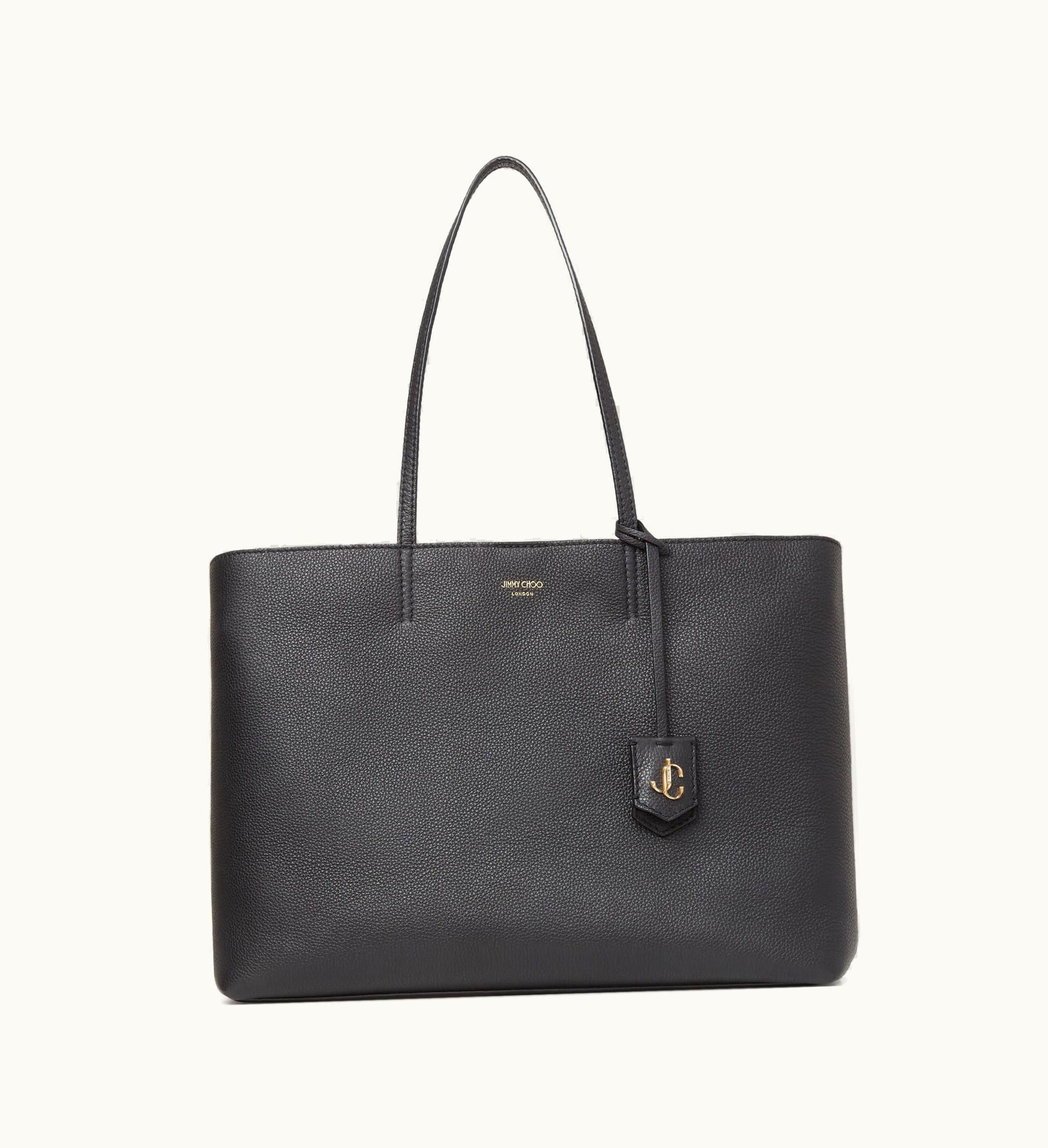 Jimmy Choo Jimmy Choo Nine2five E / W Black Grained Calf Leather Tote Handbag With Jc Emblem