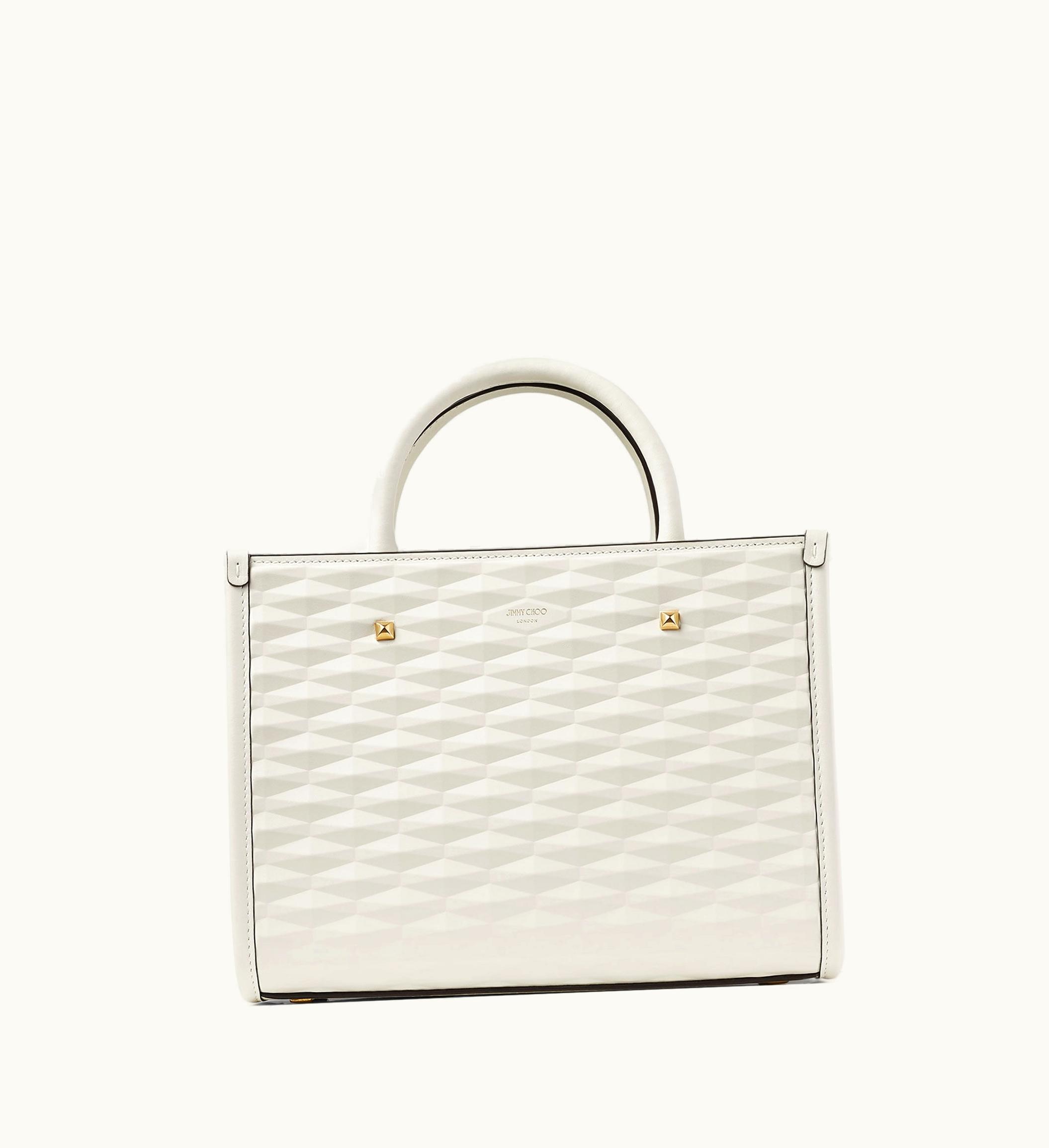 Jimmy Choo Jimmy Choo Avenue S Tote White Diamond Embossed 3D Leather Tote Bag