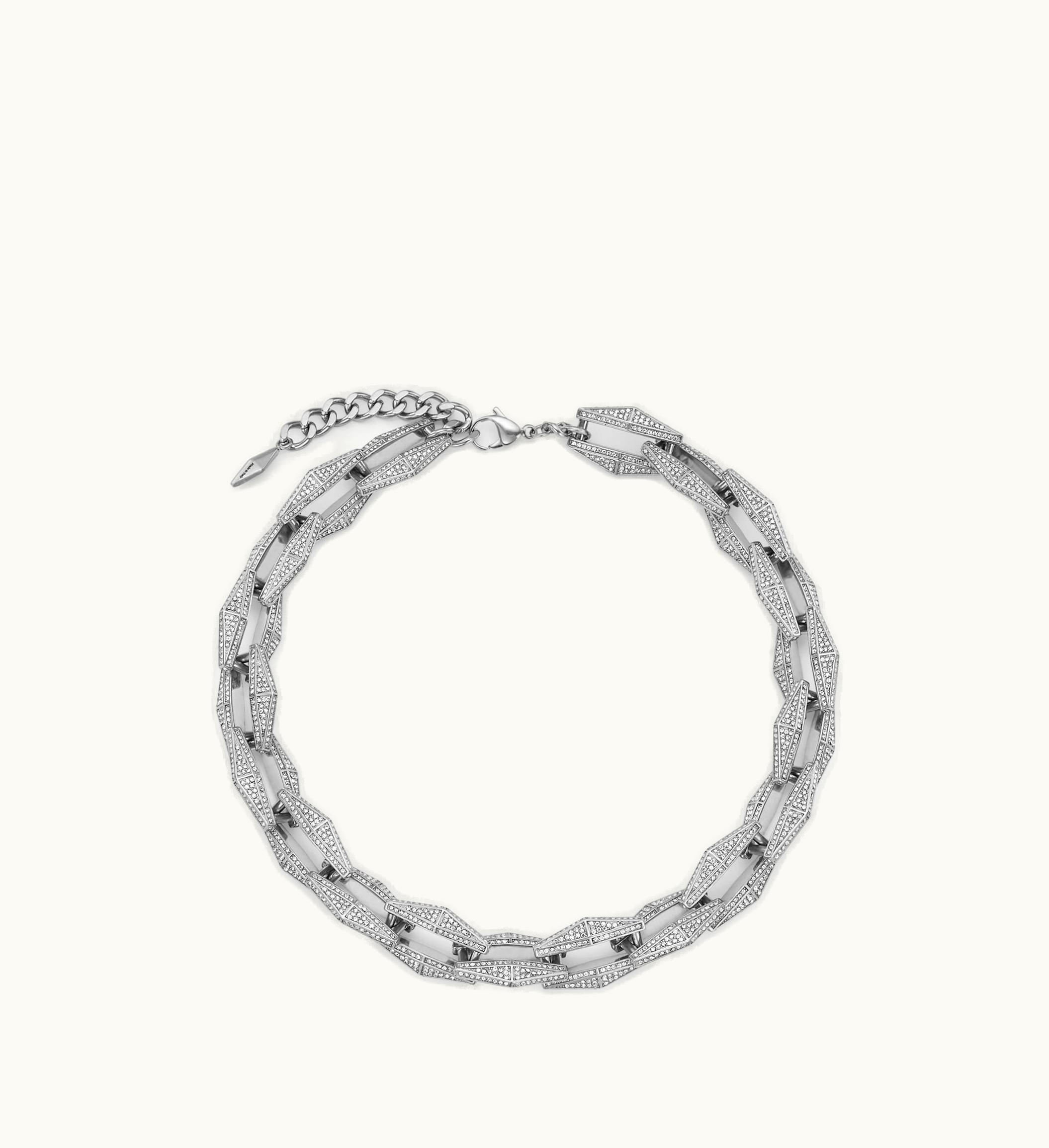 Jimmy Choo Jimmy Choo Diamond Chain Necklace Silver-Finish Chain Necklace With Pave Crystals