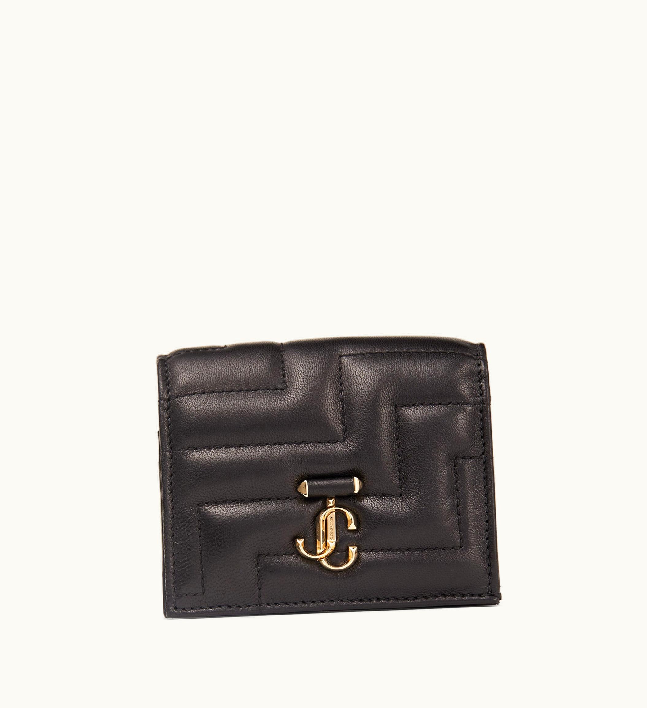 Jimmy Choo Jimmy Choo Hanne Avenue Black Avenue Nappa Leather Wallet With Light Gold Jc Emblem