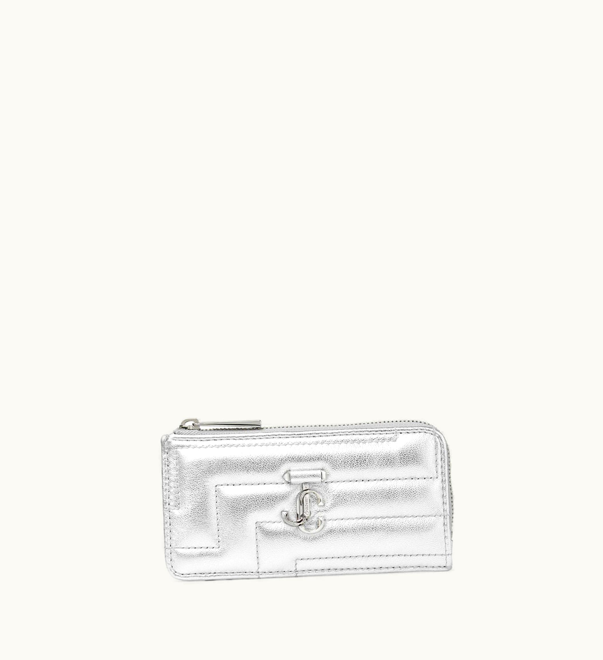 Jimmy Choo Jimmy Choo Lise-Z Silver Avenue Metallic Nappa Leather Card Holder With Jc Emblem