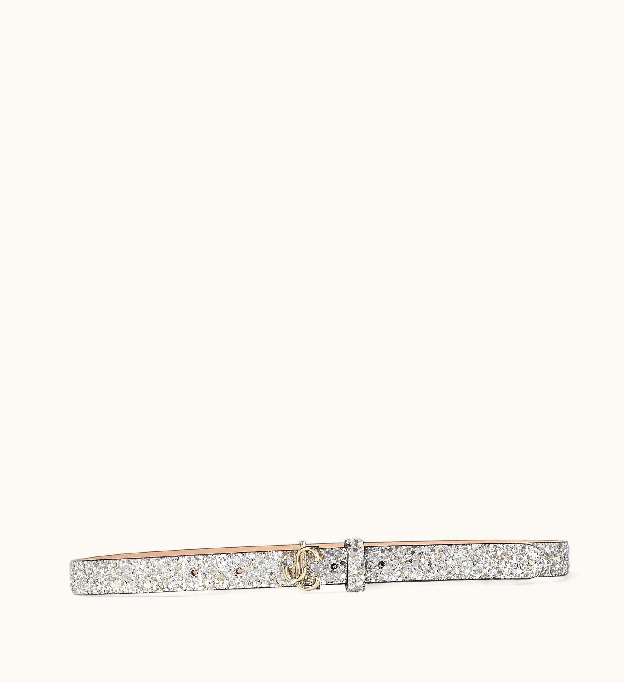 Jimmy Choo Jimmy Choo Mini Helina Champagne Glitter Fabric Mini Belt