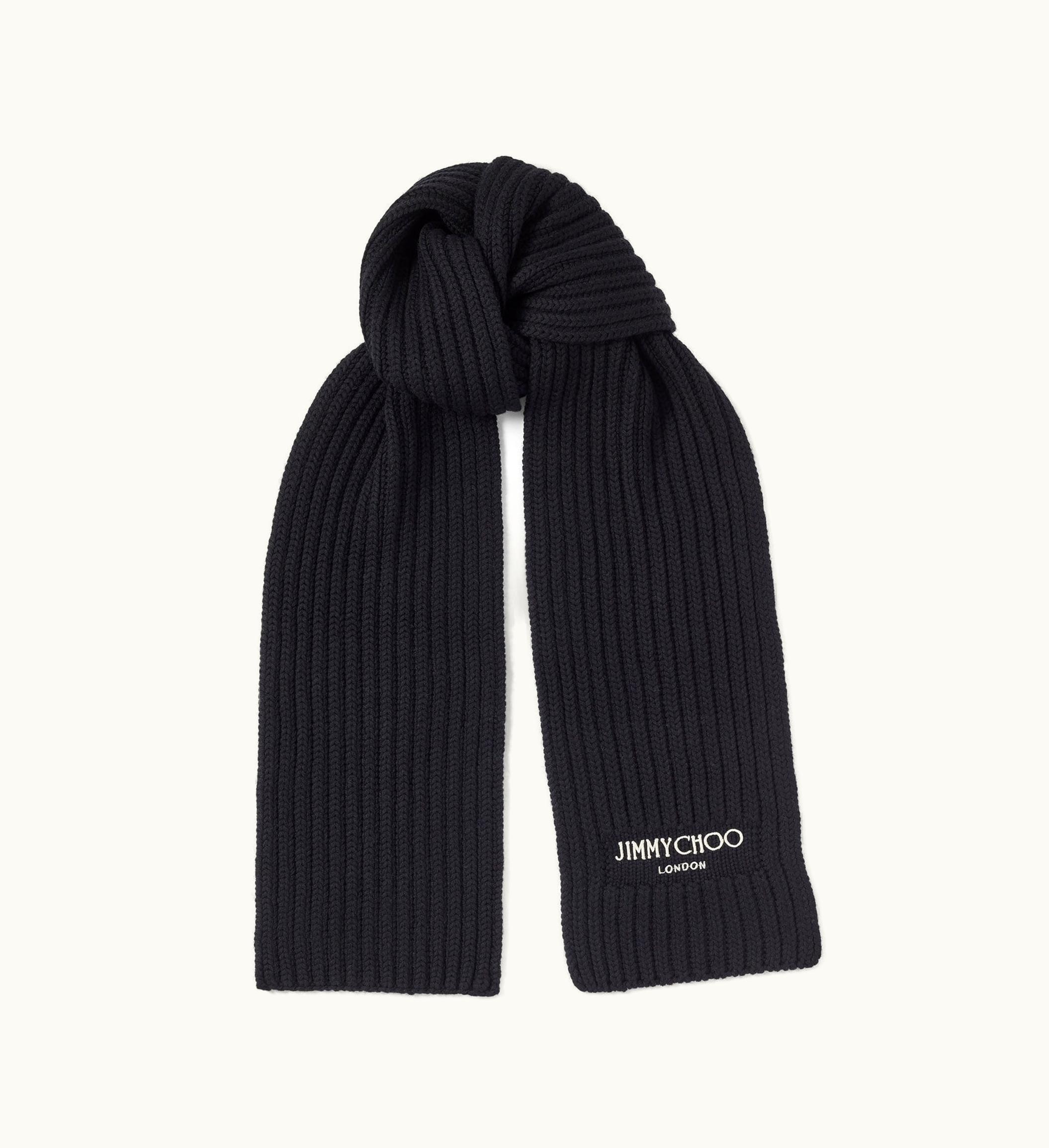 Jimmy Choo Jimmy Choo Yukiko Black Cashwool Knit Scarf