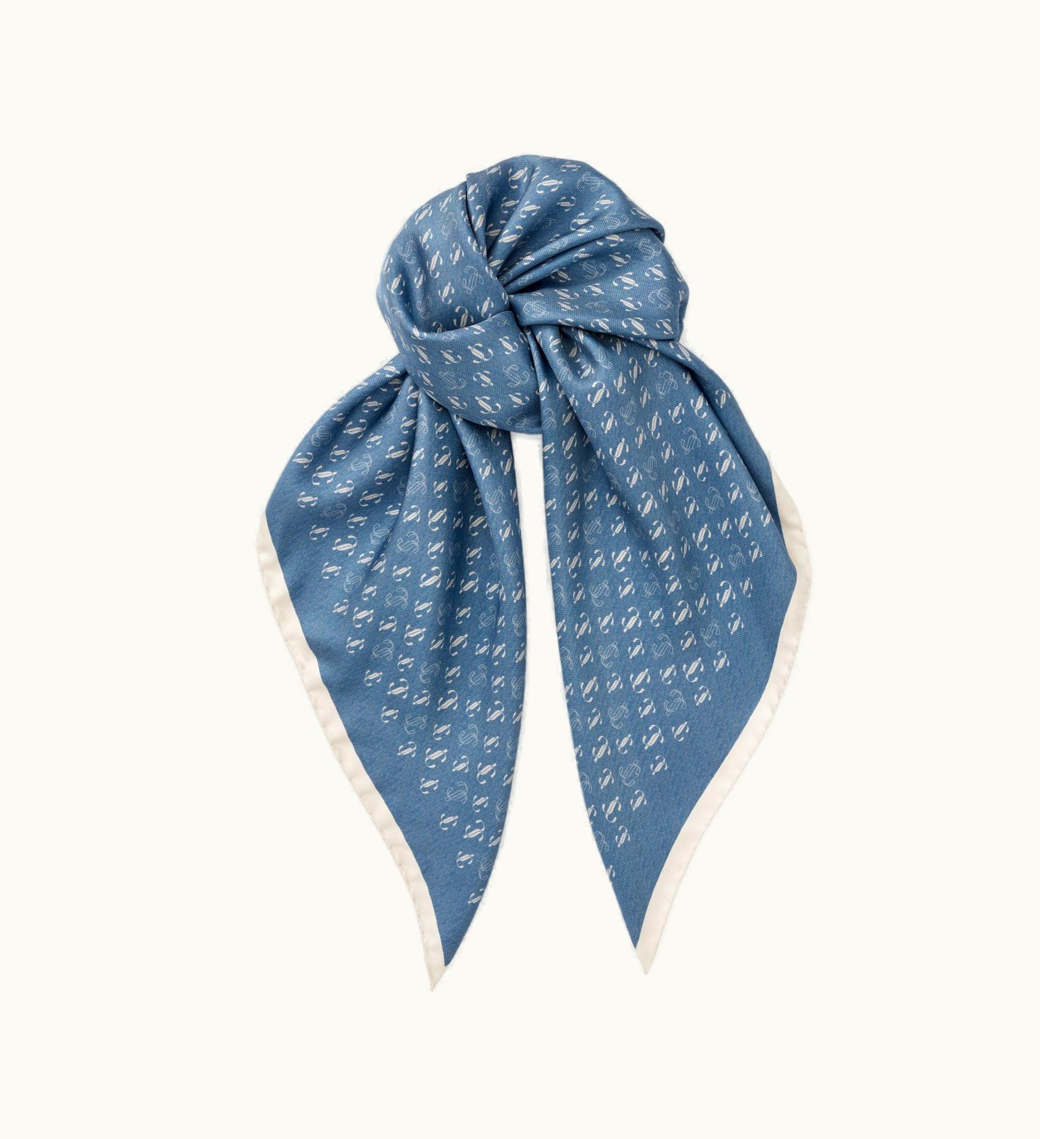 Jimmy Choo Jimmy Choo Reta Denim Jc Monogram Printed Silk Foulard