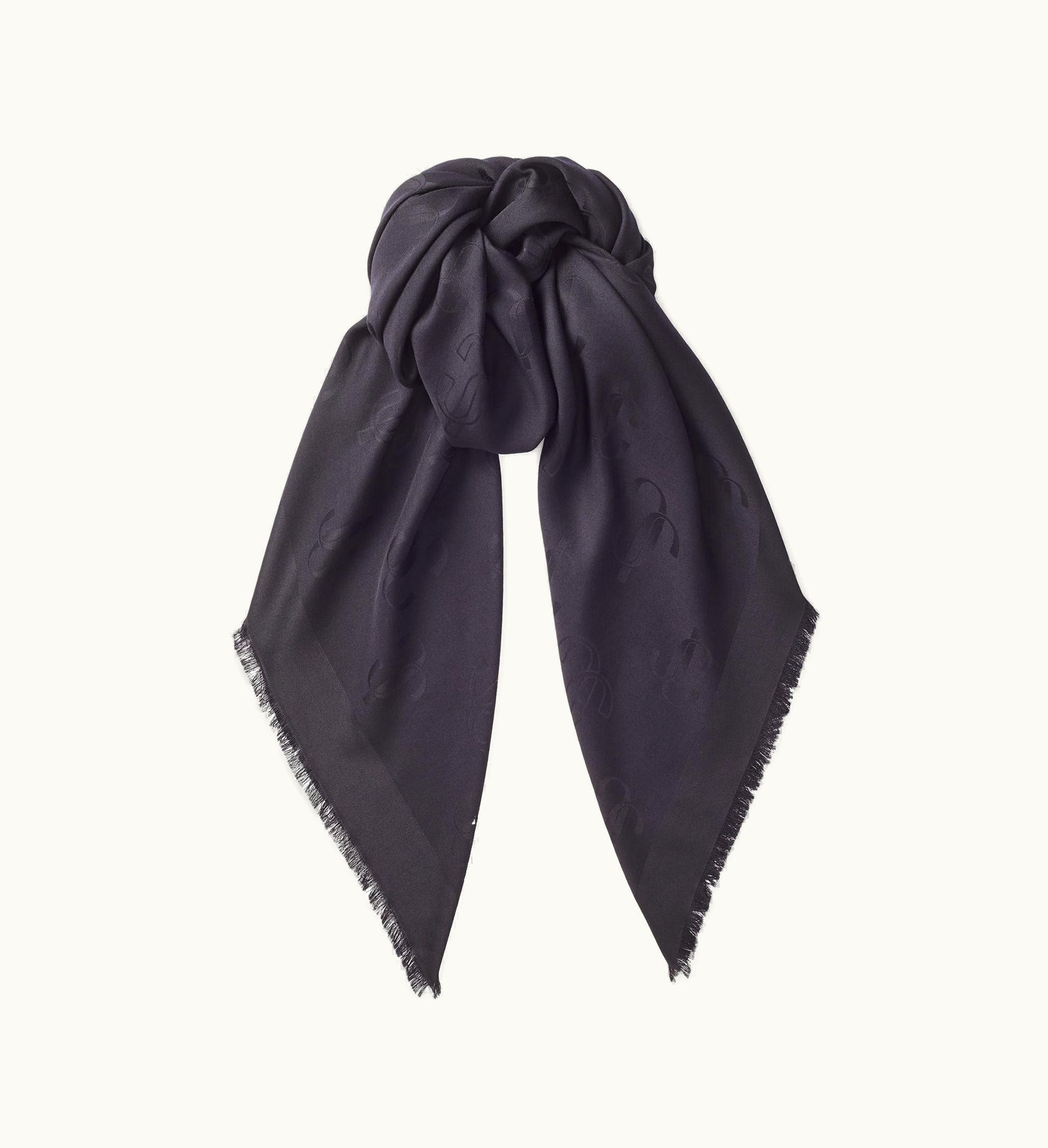 Jimmy Choo Jimmy Choo Emani Black Silk And Wool Jacquard Shawl