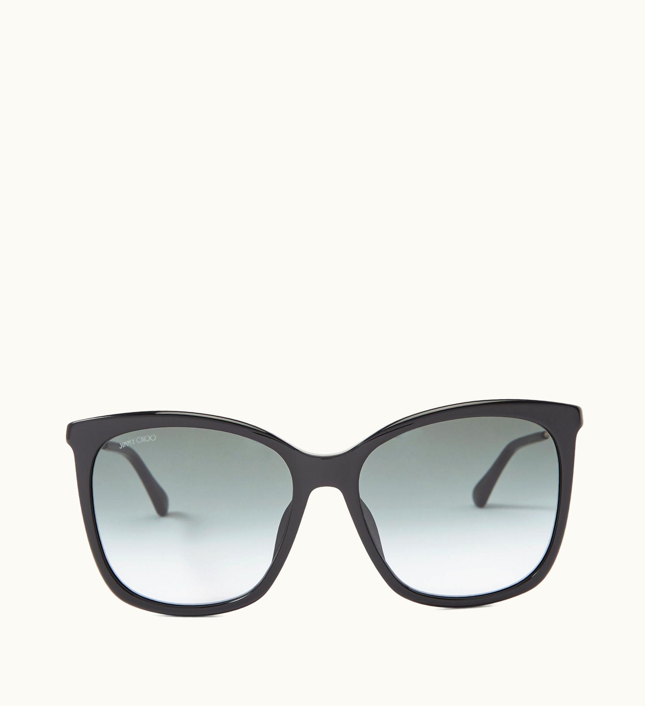 Jimmy Choo Jimmy Choo Nerea / G Black Square Frame Sunglasses With Swarovski Crystals