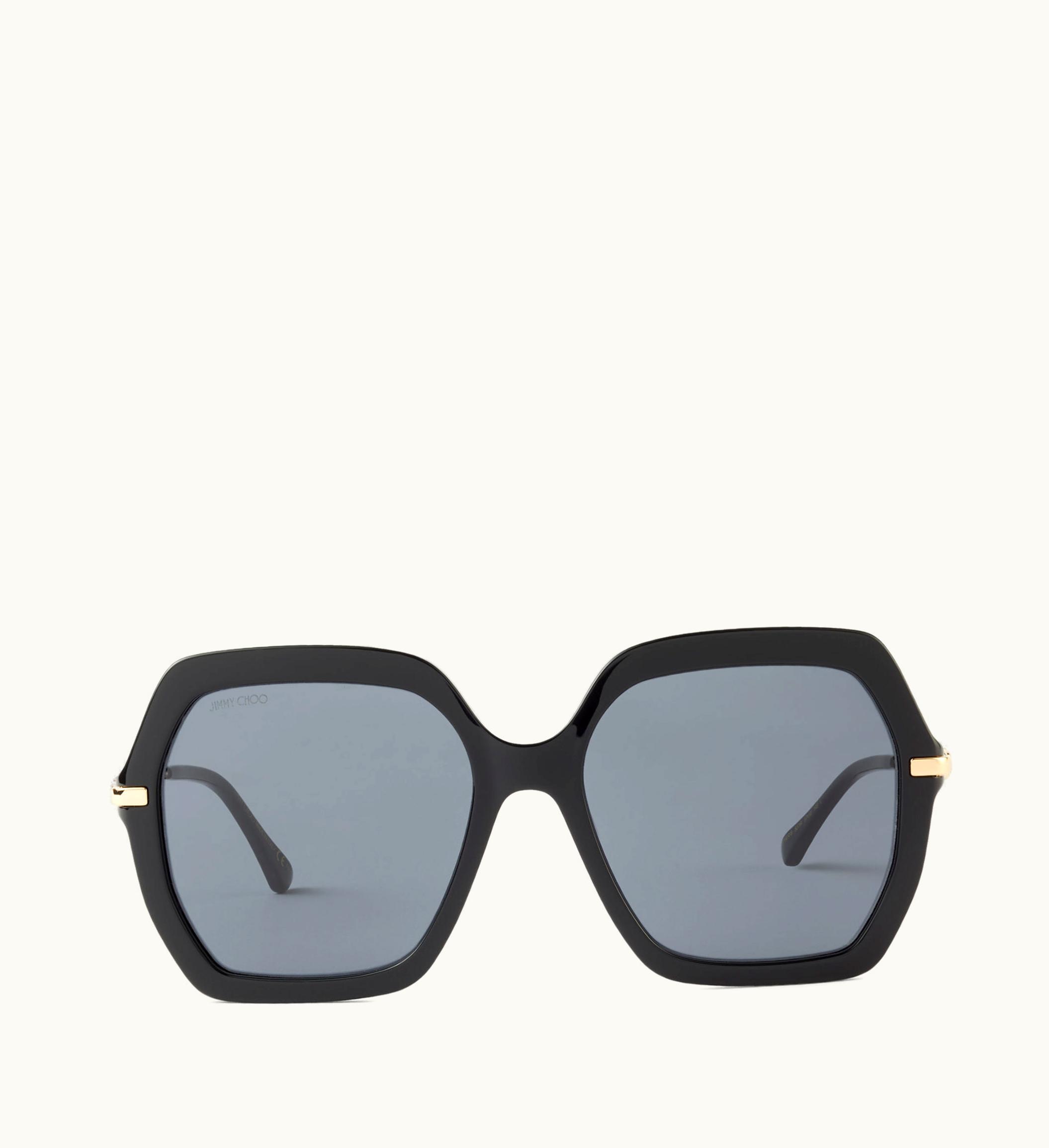 Jimmy Choo Jimmy Choo Esther Black Square-Frame Sunglasses With Pearls