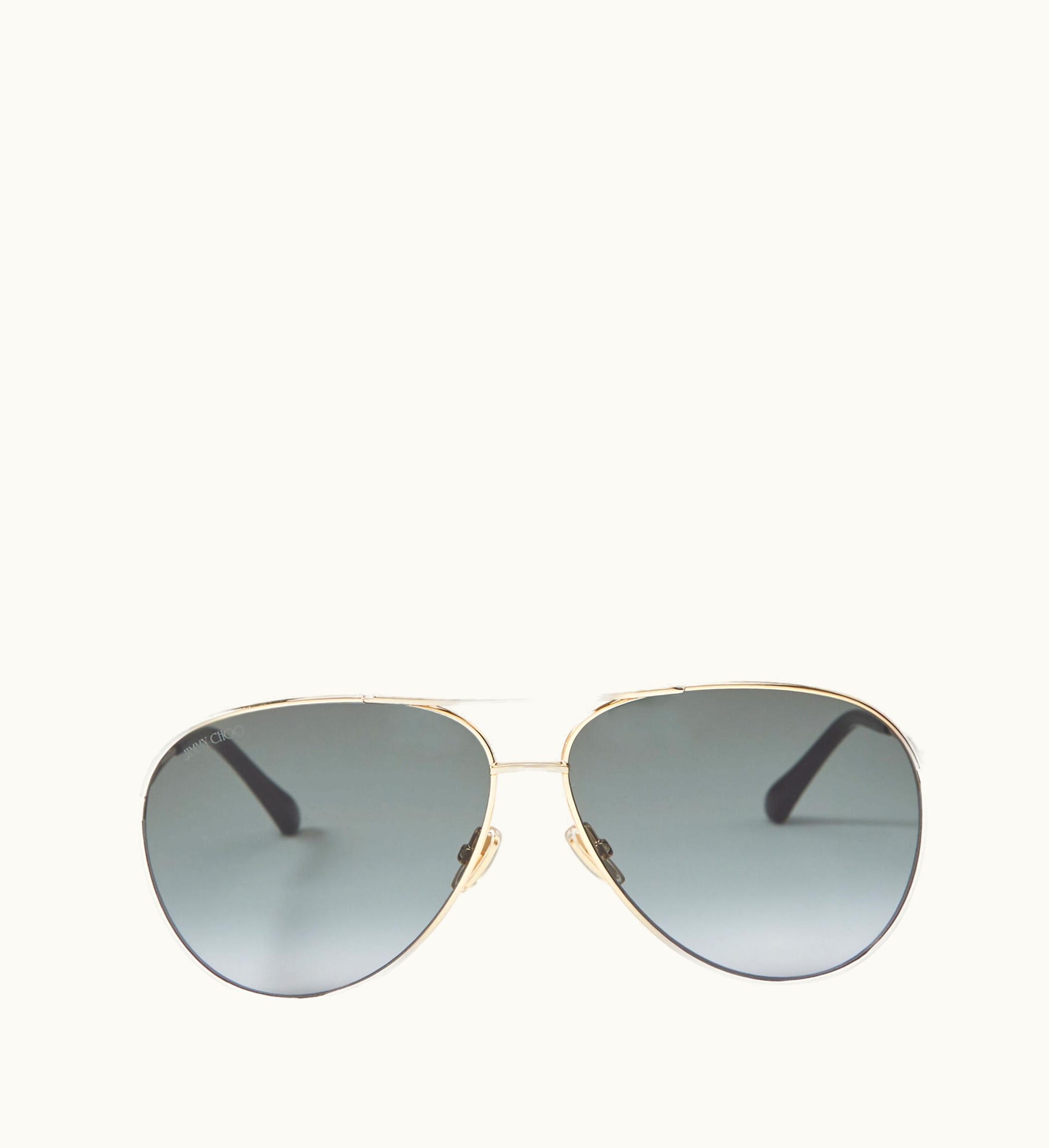 Jimmy Choo Jimmy Choo Jimena Rose Gold And Black Aviator Sunglasses With Swarovski Crystals