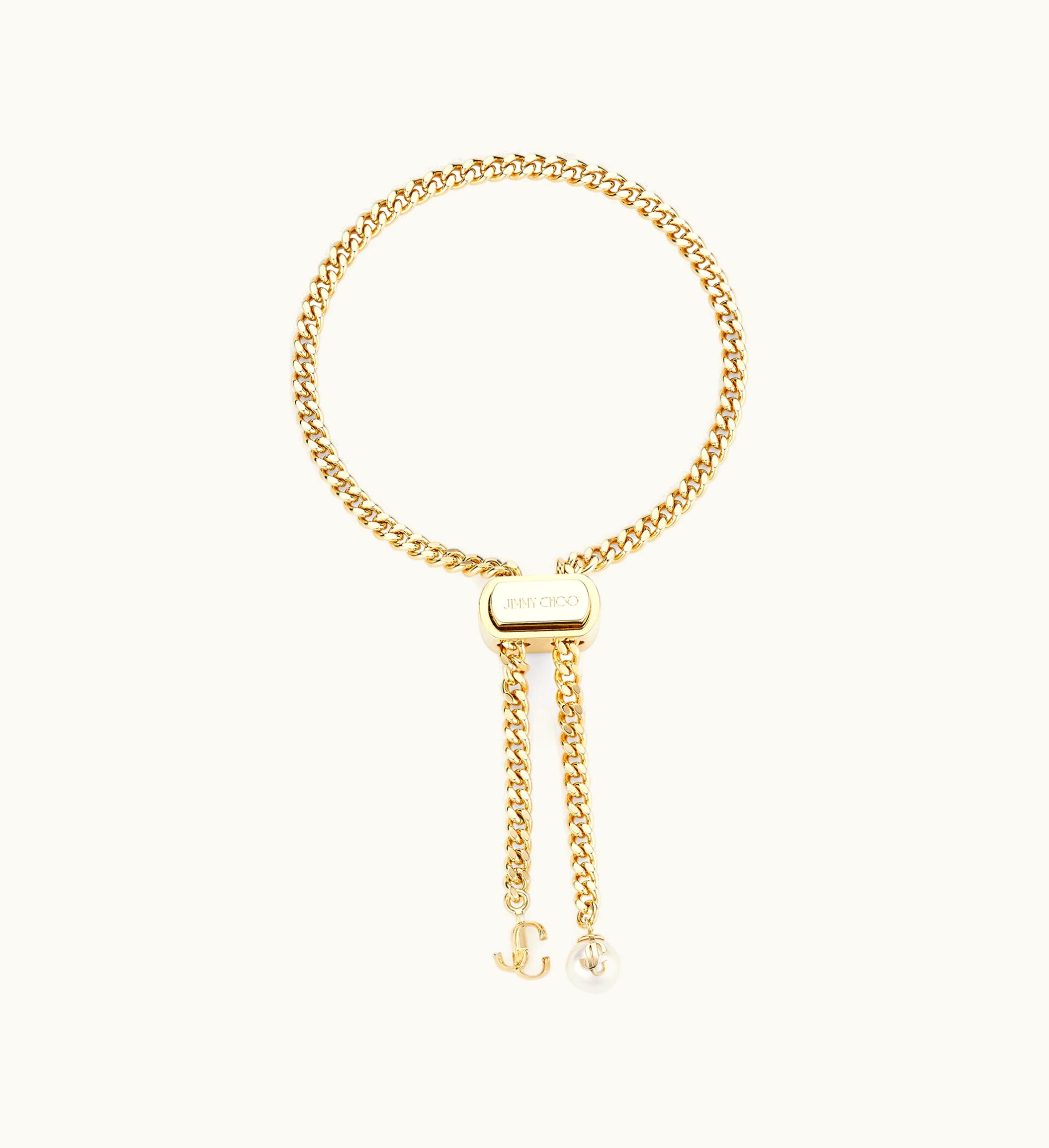 Jimmy Choo Jimmy Choo Bon Bon Bracelet Gold-Finish Metal Bracelet With Pearl And Jc Charm