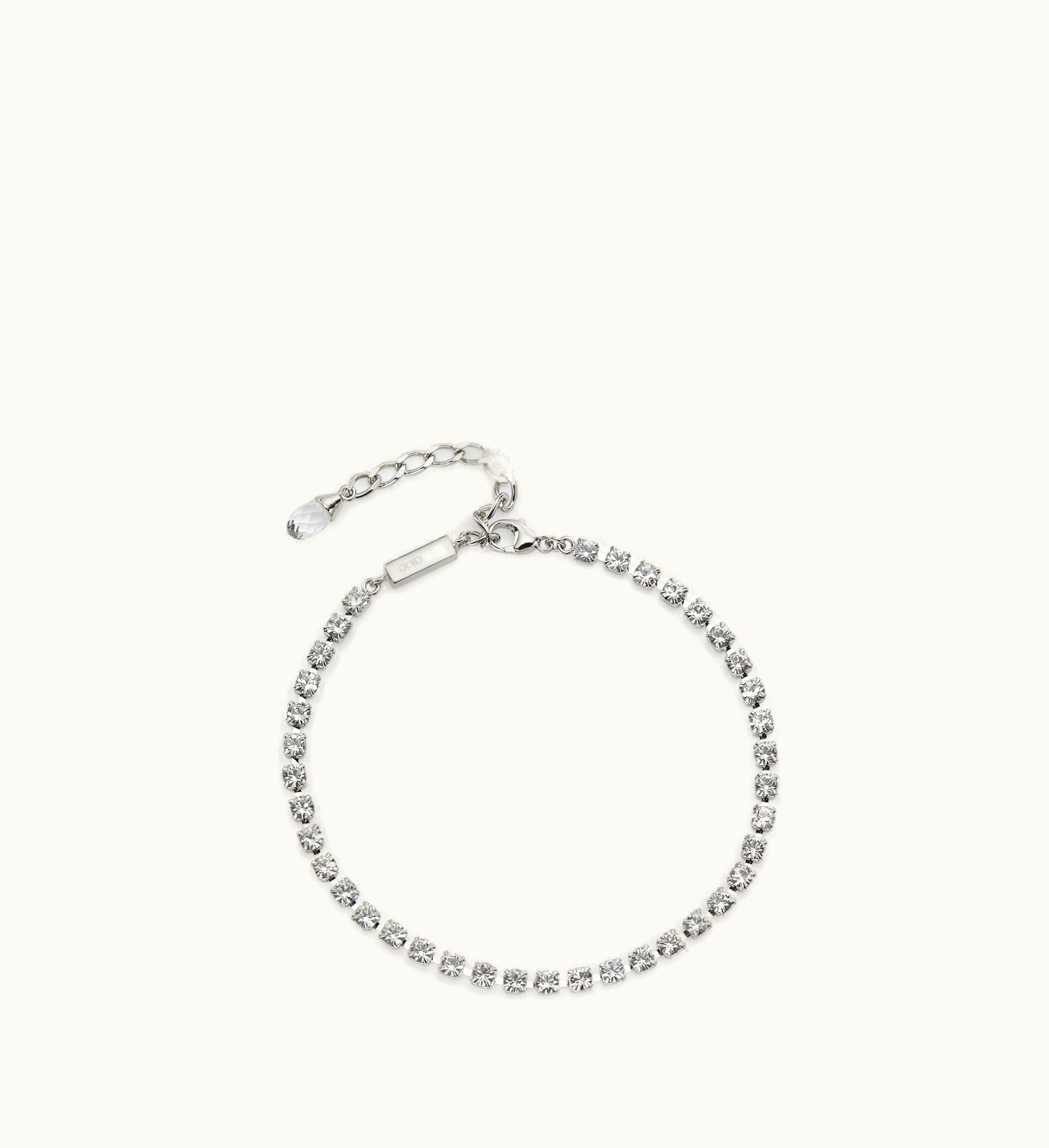 Jimmy Choo Jimmy Choo Saeda Anklet Silver-Finish Metal Anklet With Crystal