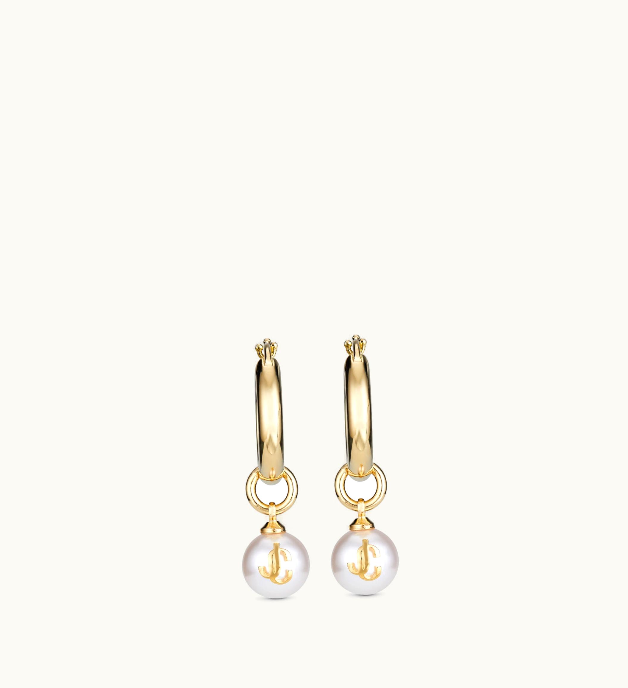 Jimmy Choo Jimmy Choo Pearl Hoops Gold-Finish Metal And Pearl Hoop Earrings
