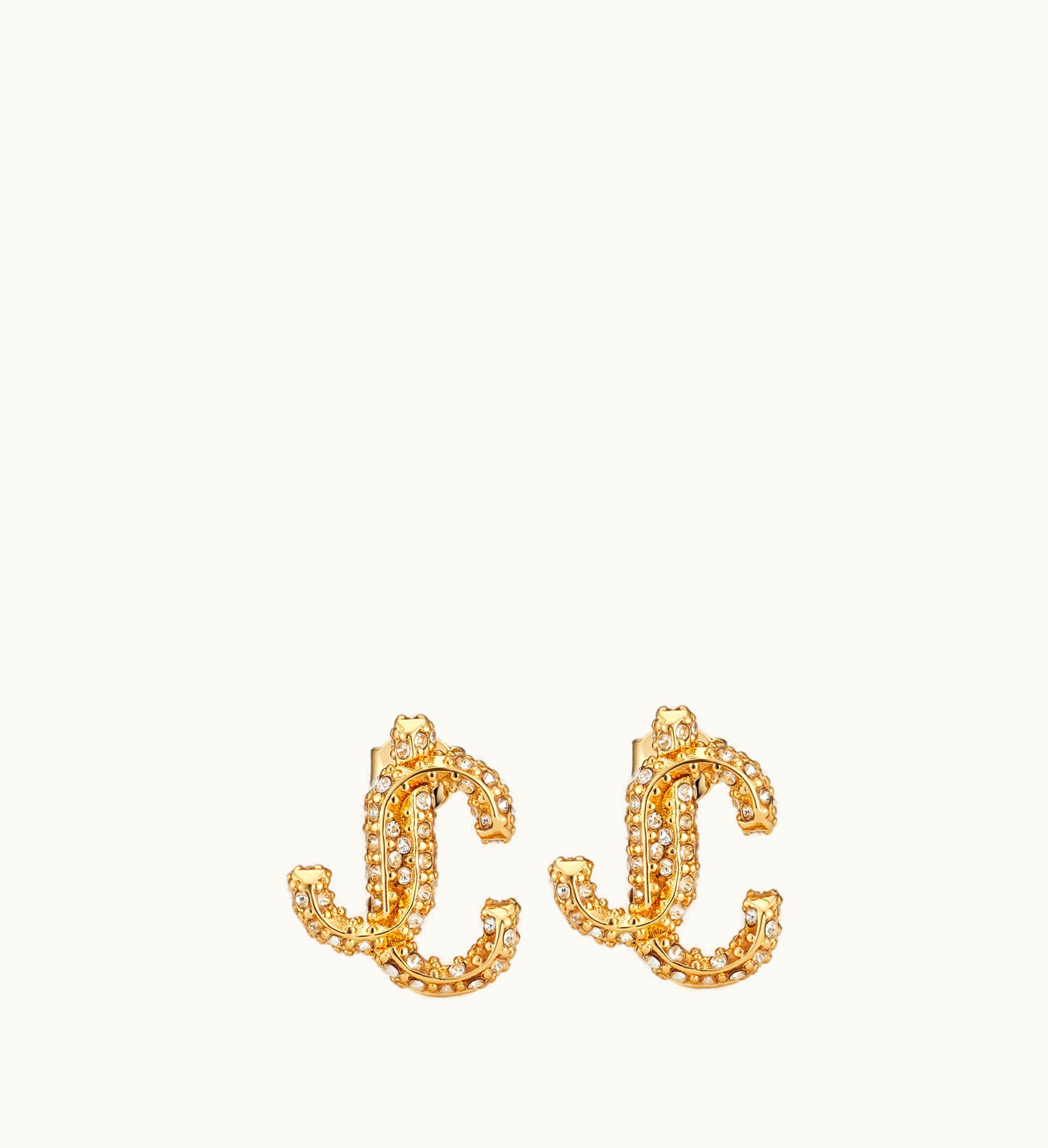 Jimmy Choo Jimmy Choo Jc Studs Gold-Finish Metal Jc Stud Earrings With Swarovski Crystals