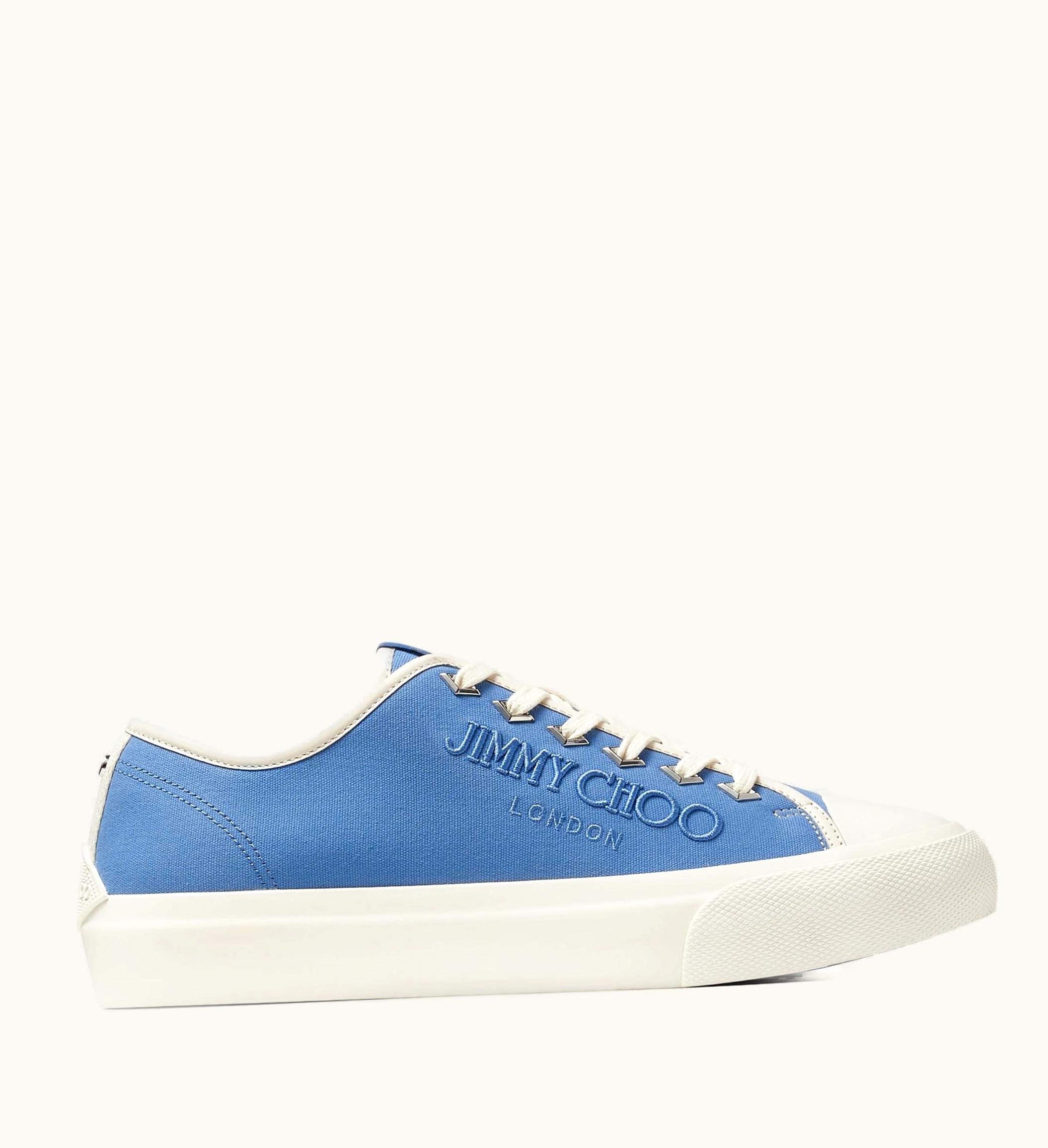 Jimmy Choo Jimmy Choo Palma / M Denim And Latte Canvas Low-Top Trainers With Embroidered Logo