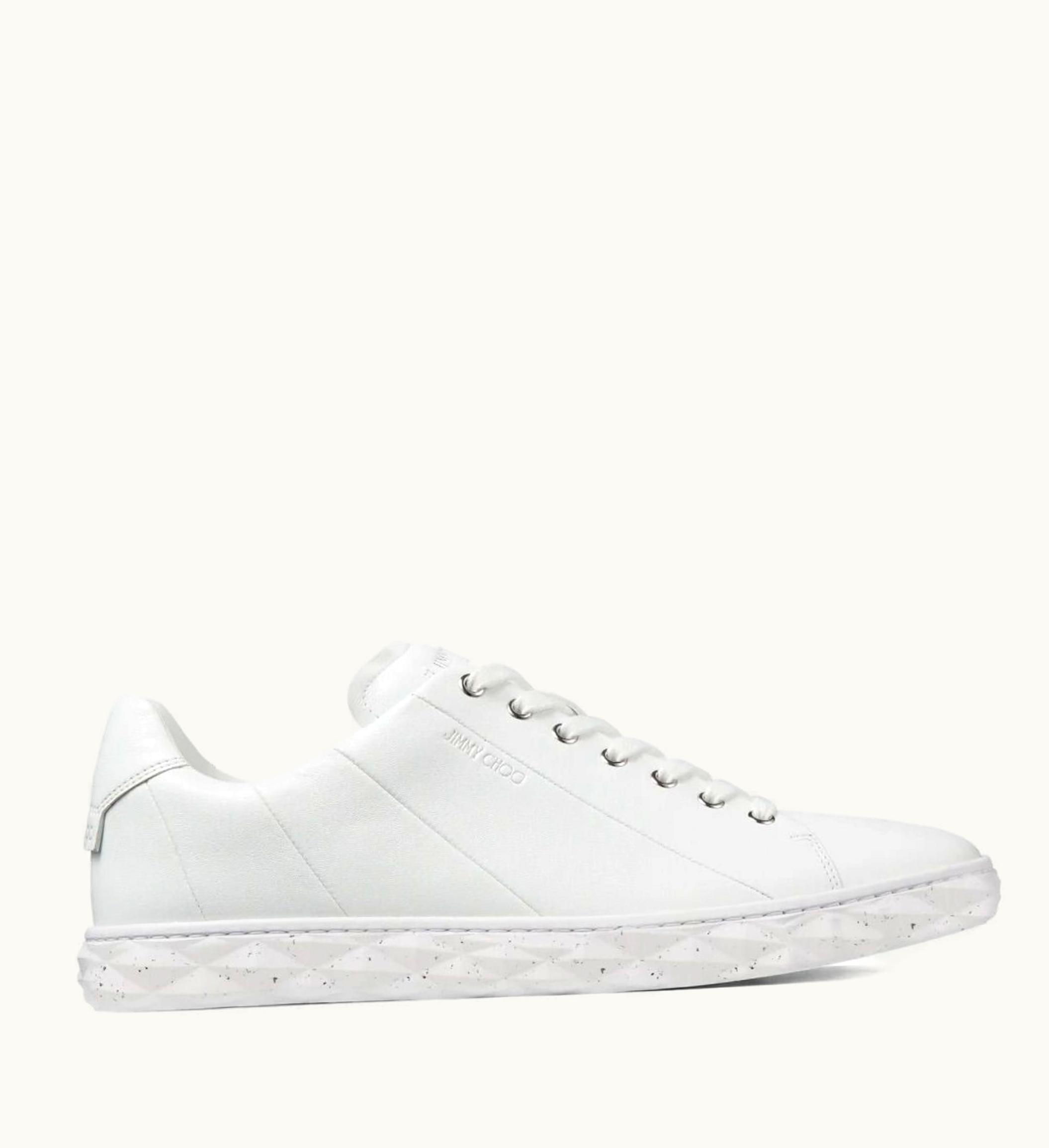 Jimmy Choo Jimmy Choo Diamond Light / M White Nappa Leather Low-Top Trainers With Flecked Sole