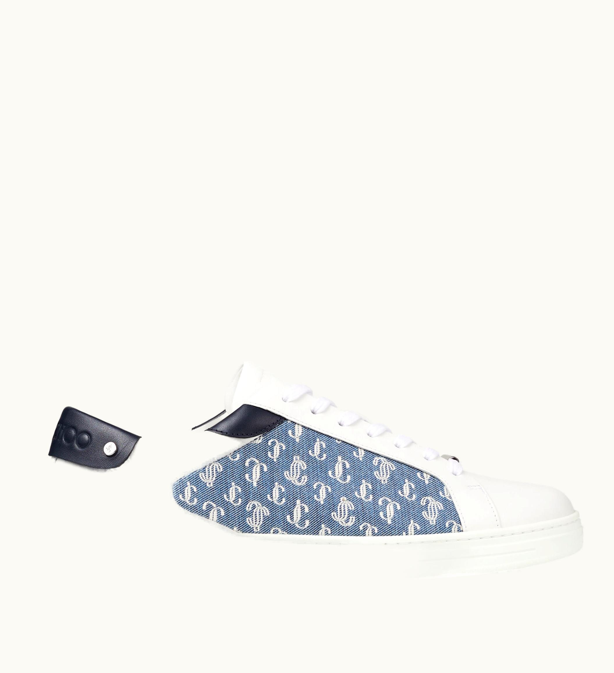 Jimmy Choo Jimmy Choo Rome / M White Leather And Denim Jc Monogram Pattern Low-Top Trainers