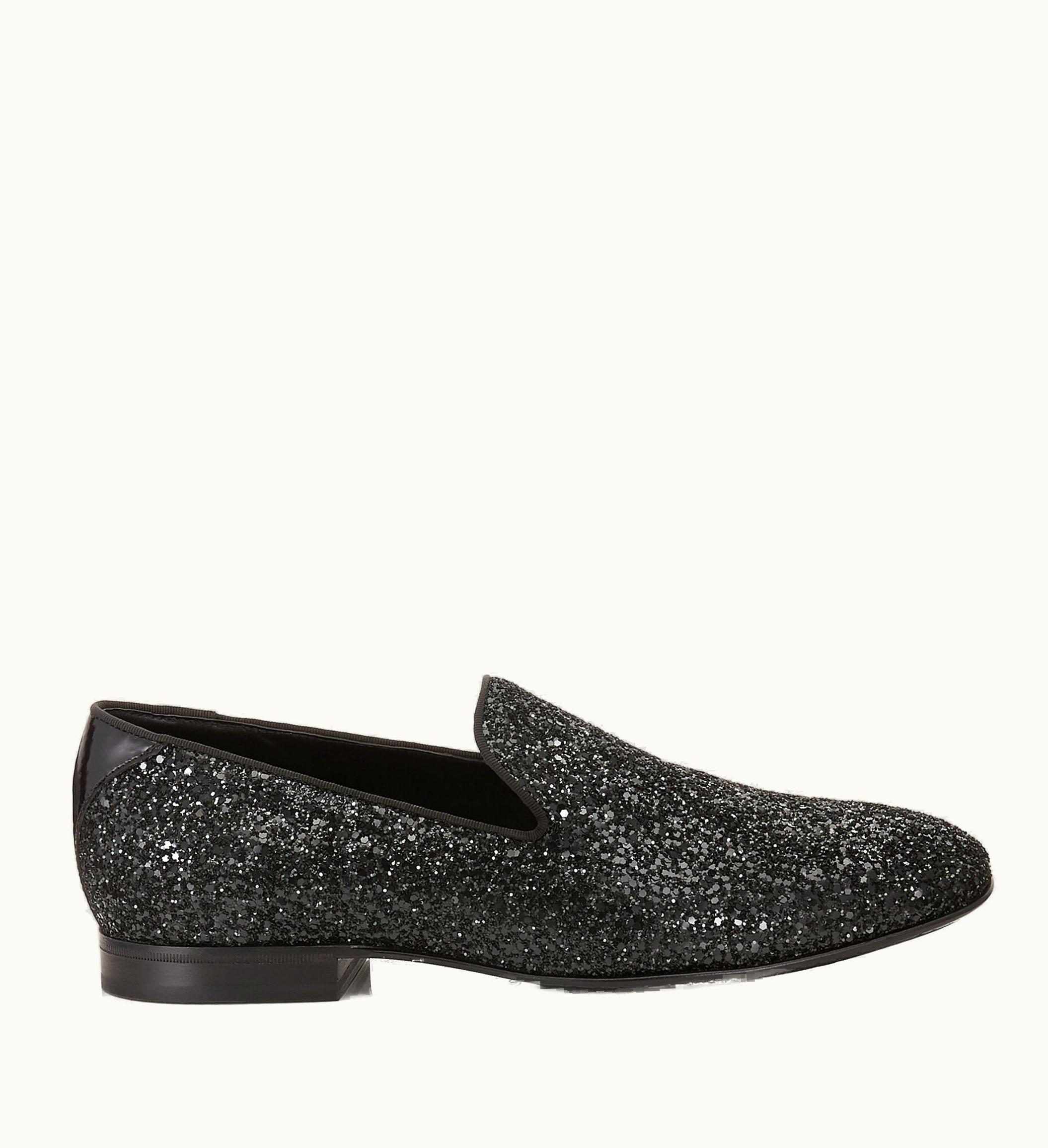 Jimmy Choo Jimmy Choo Thame Black Coarse Glitter Fabric Slipper