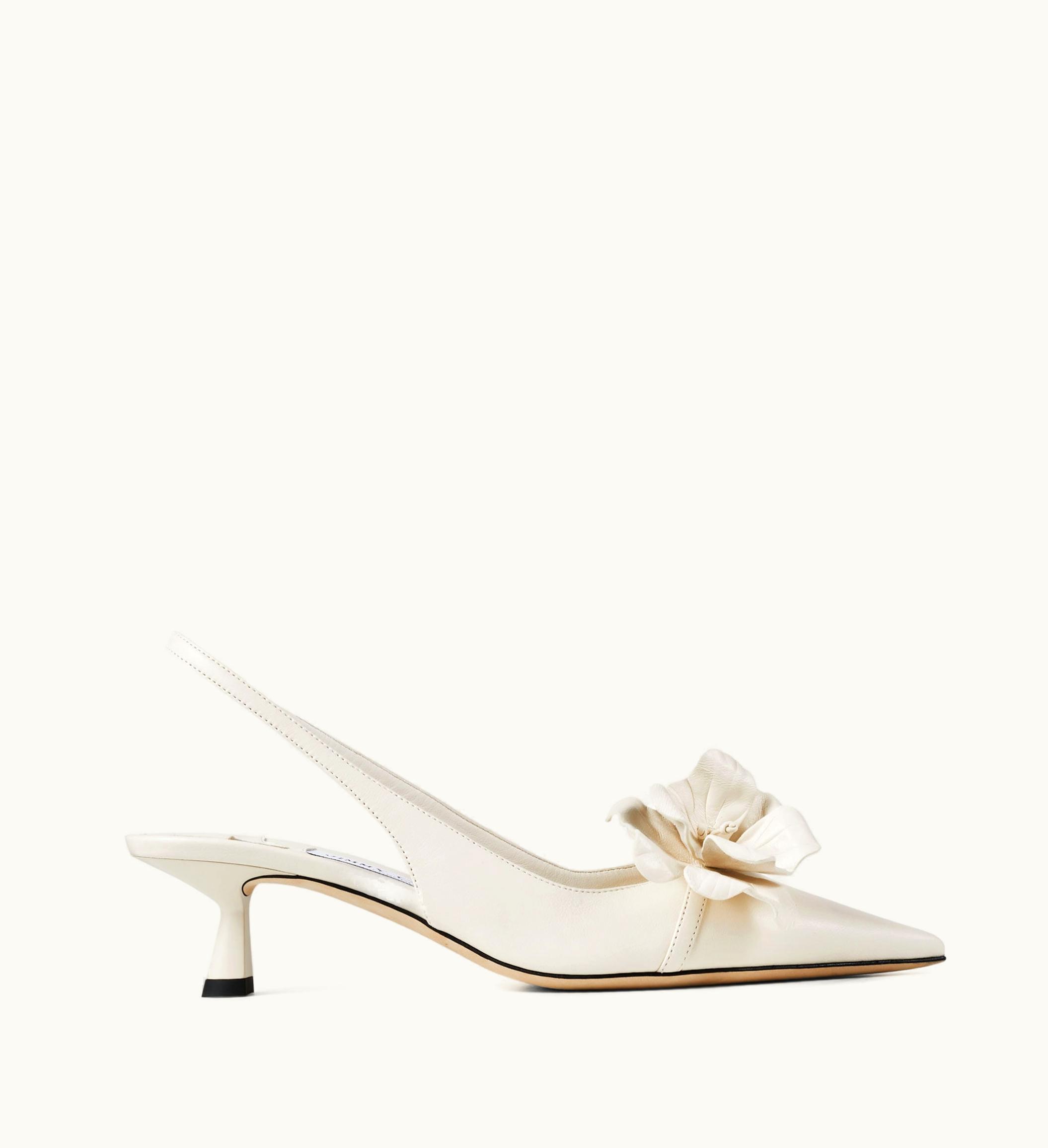 Jimmy Choo Jimmy Choo Amita Flowers 45 Latte Nappa Leather Sling Back Pumps With Flowers AMITAFLOWERS45BGW080258