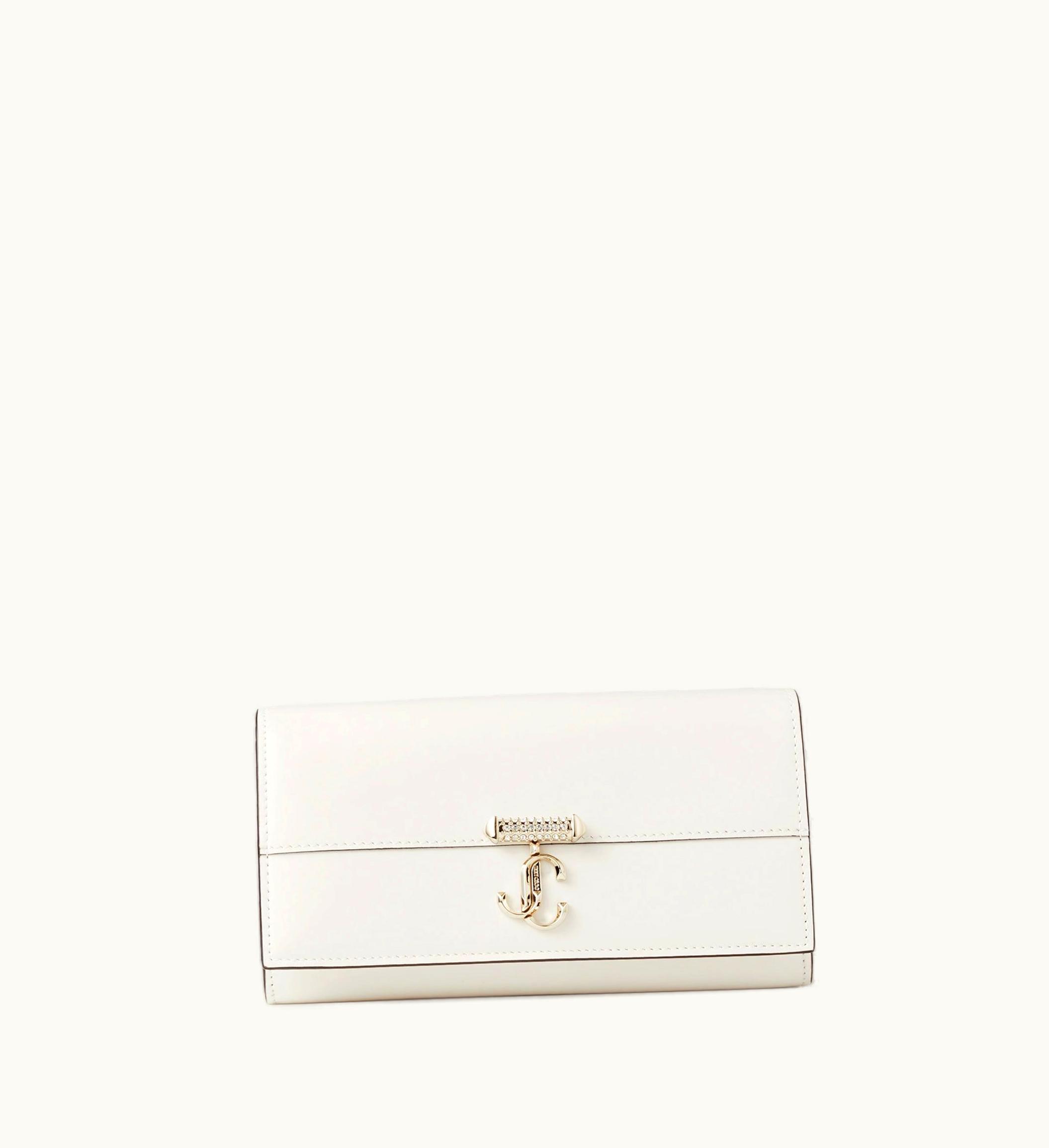 Jimmy Choo Jimmy Choo Avenue Wallet W / Chain Latte Leather Wallet With Pearl Strap VARENNEWALLETCHAINRAM081095