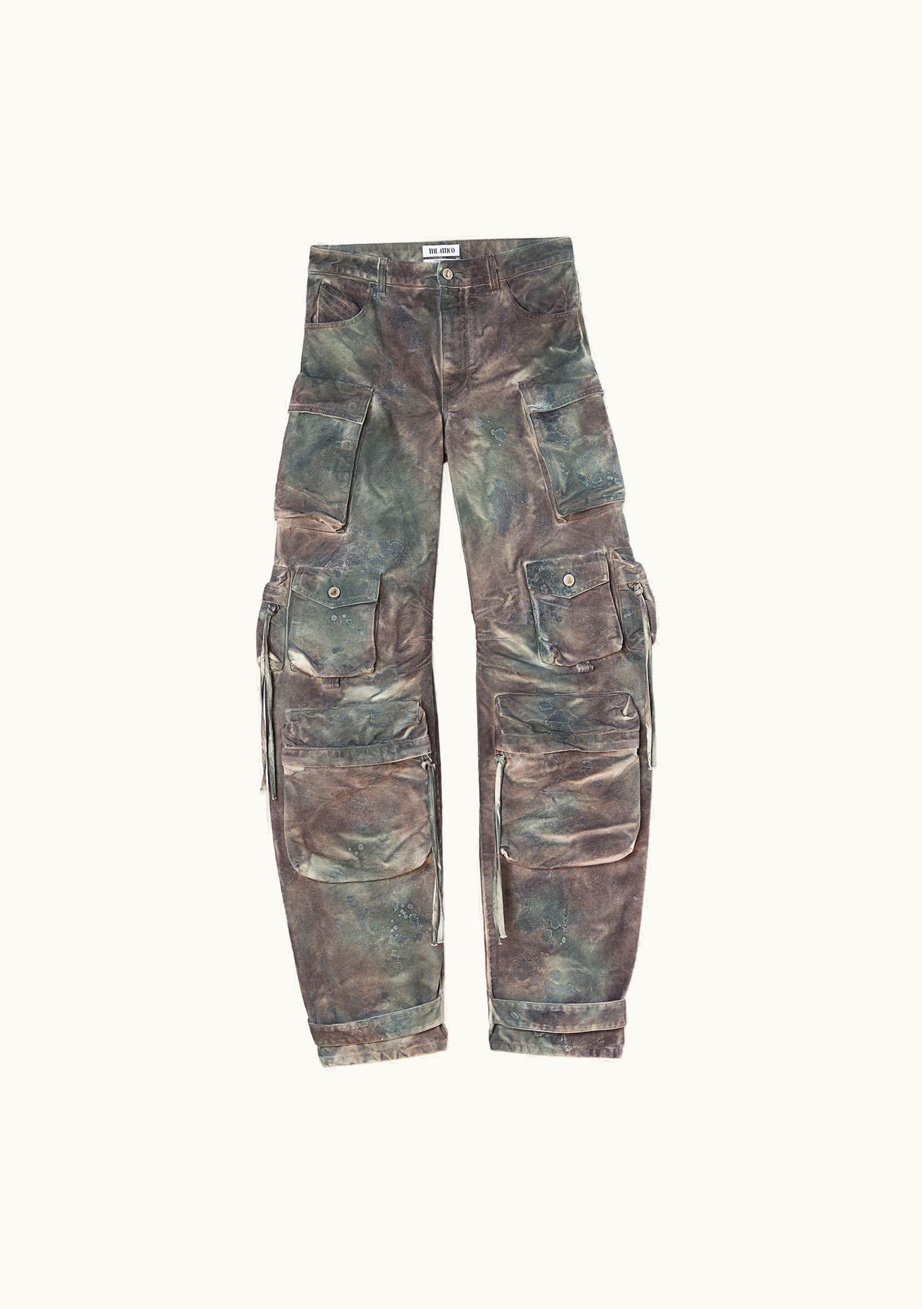 The Attico The Attico 'Fern' Stained Green Camouflage Long Pants