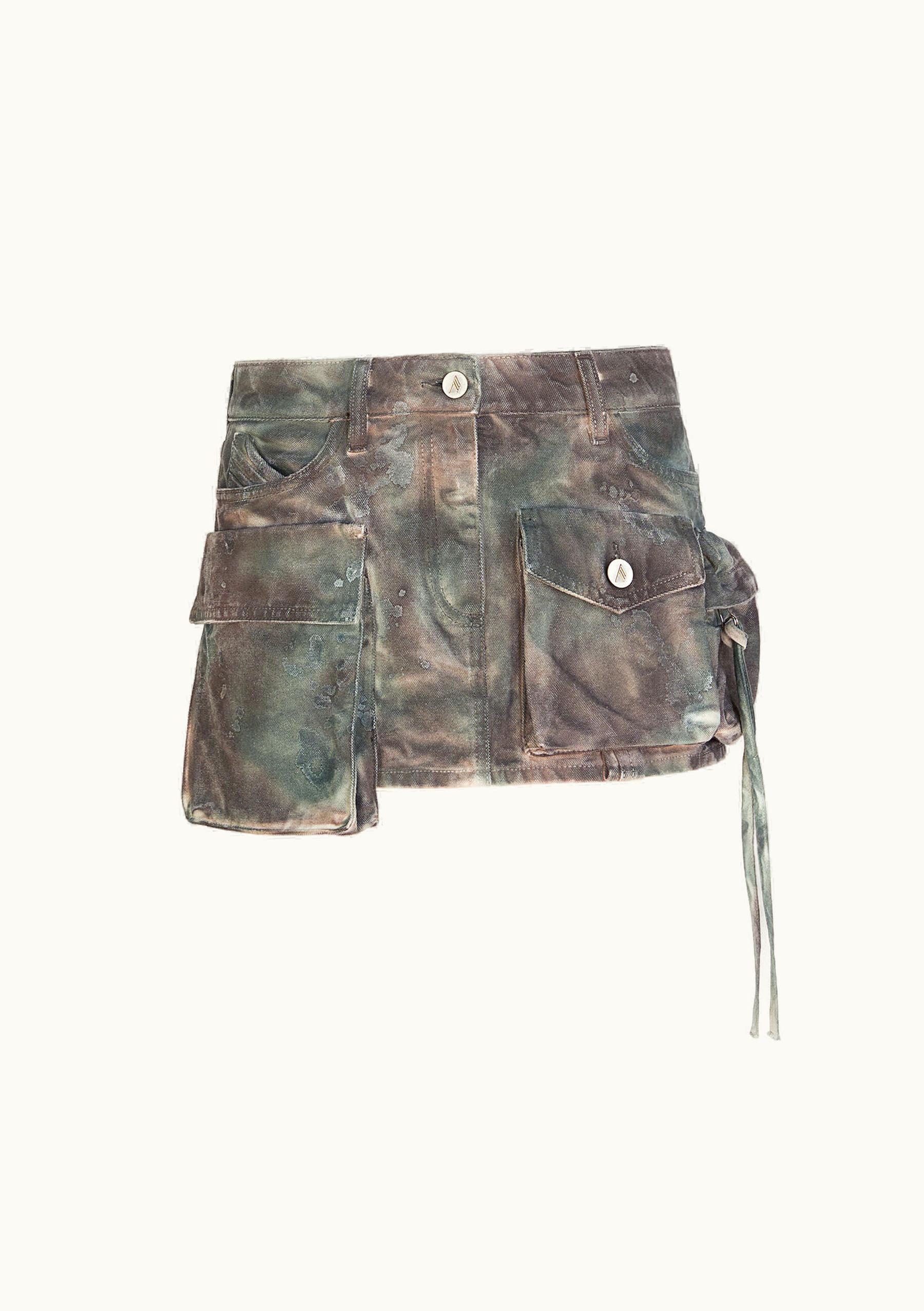 The Attico The Attico ''Fay'' Stained Green Camouflage Mini Skirt