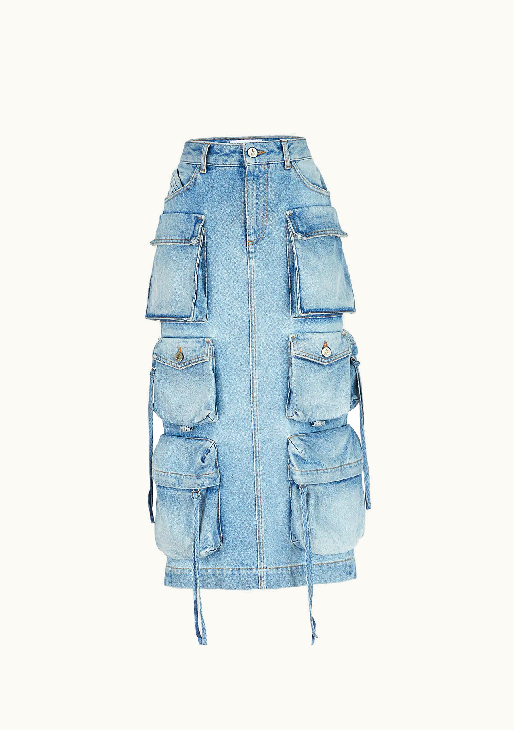 The Attico The Attico Sky Blue Midi Skirt