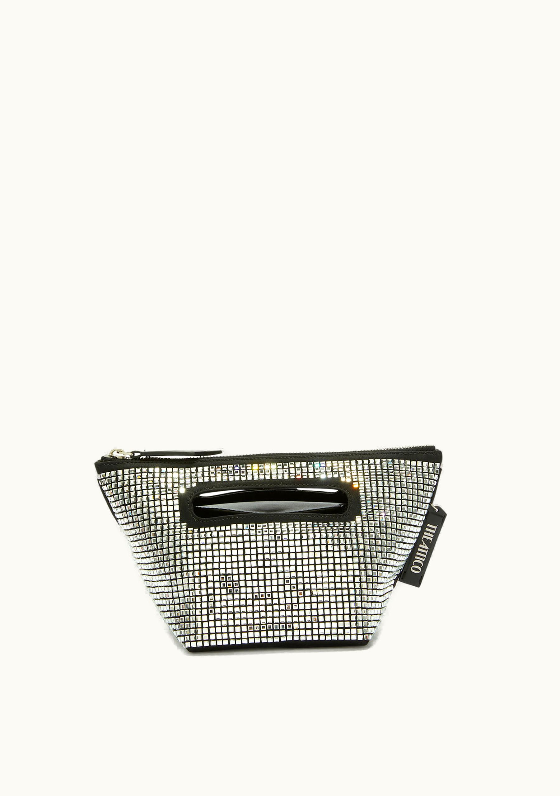 The Attico The Attico Crystal Geometric Satin Tote Bag Black