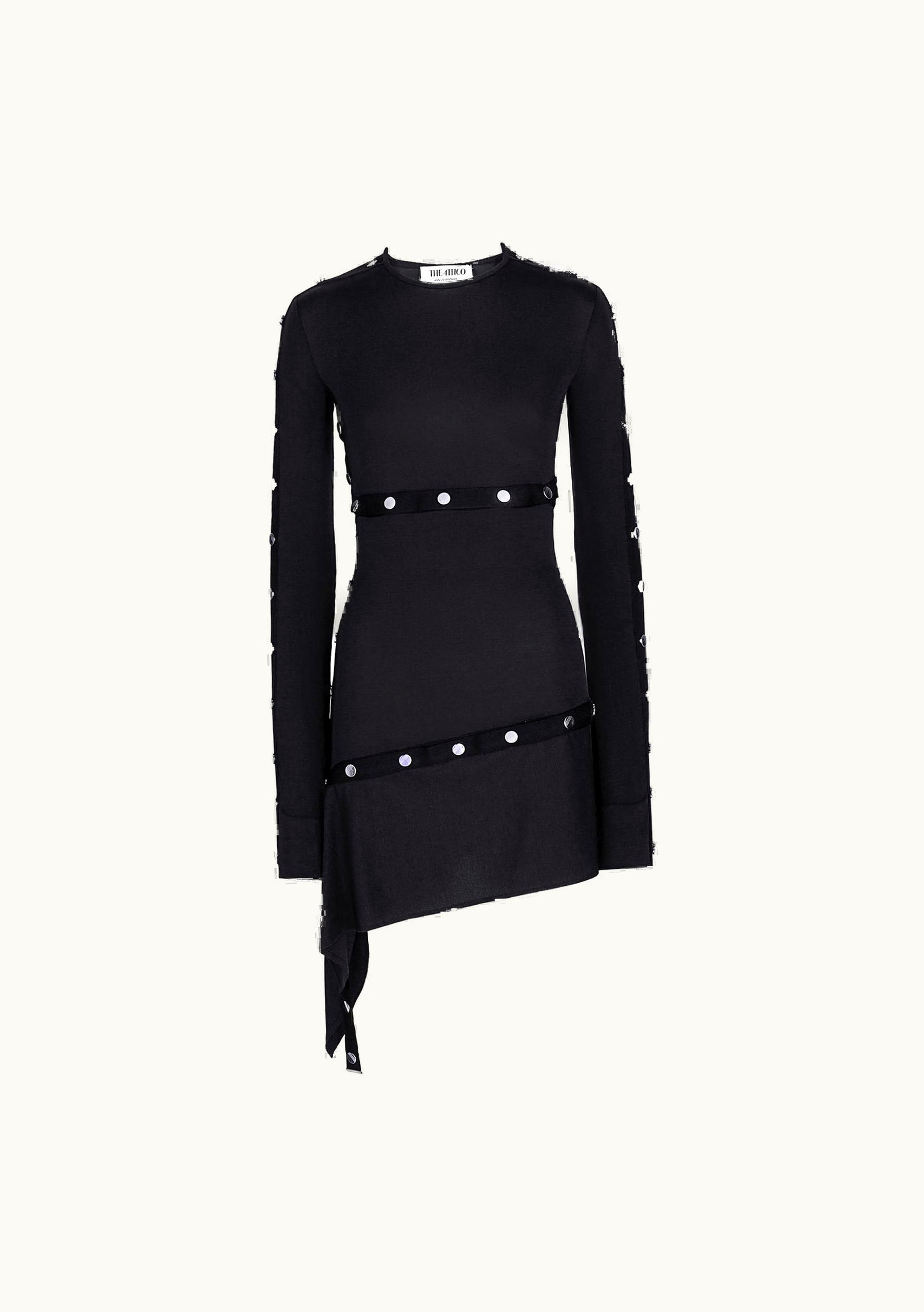 The Attico The Attico Asymmetrical Midi Dress Black