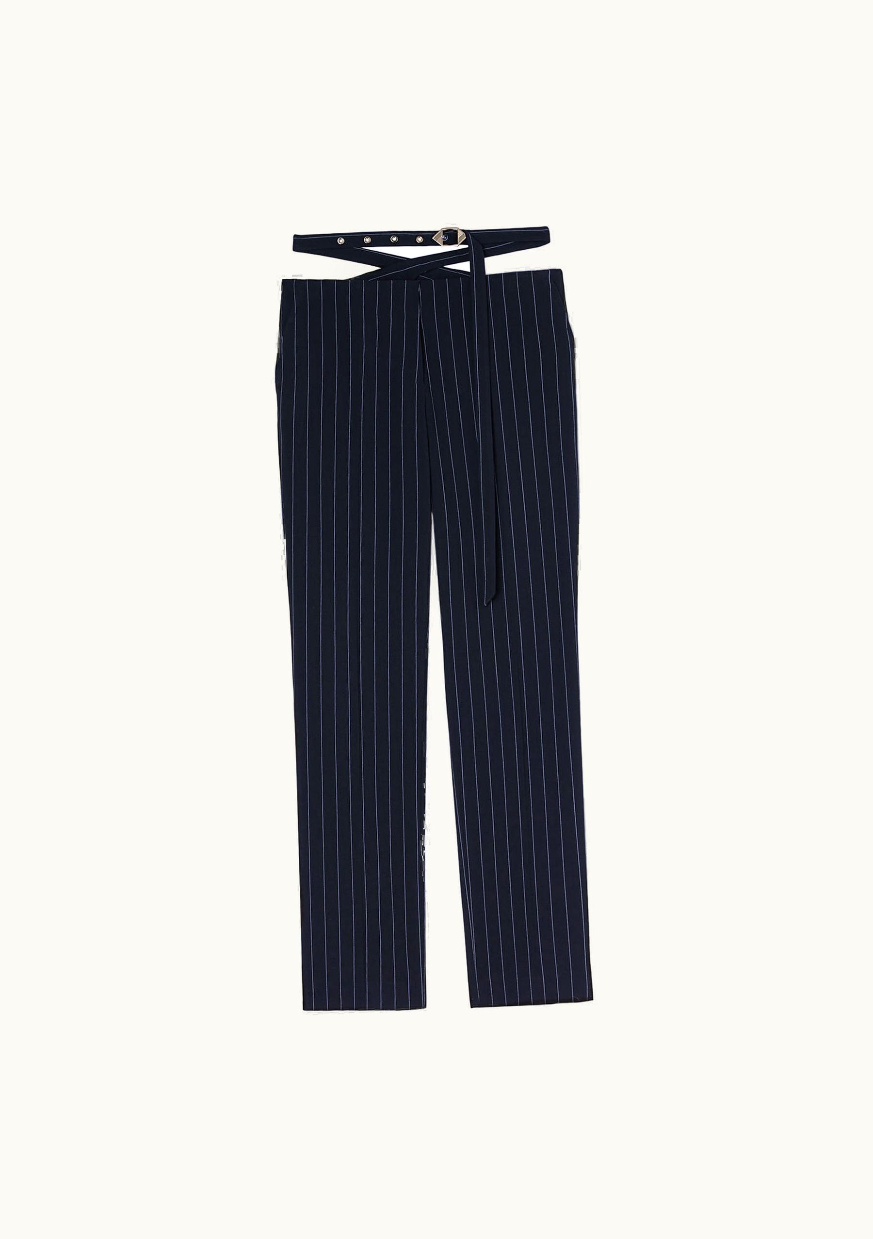 The Attico The Attico Luxe Wool Cross Design Trousers Navy Blue And Light Blue