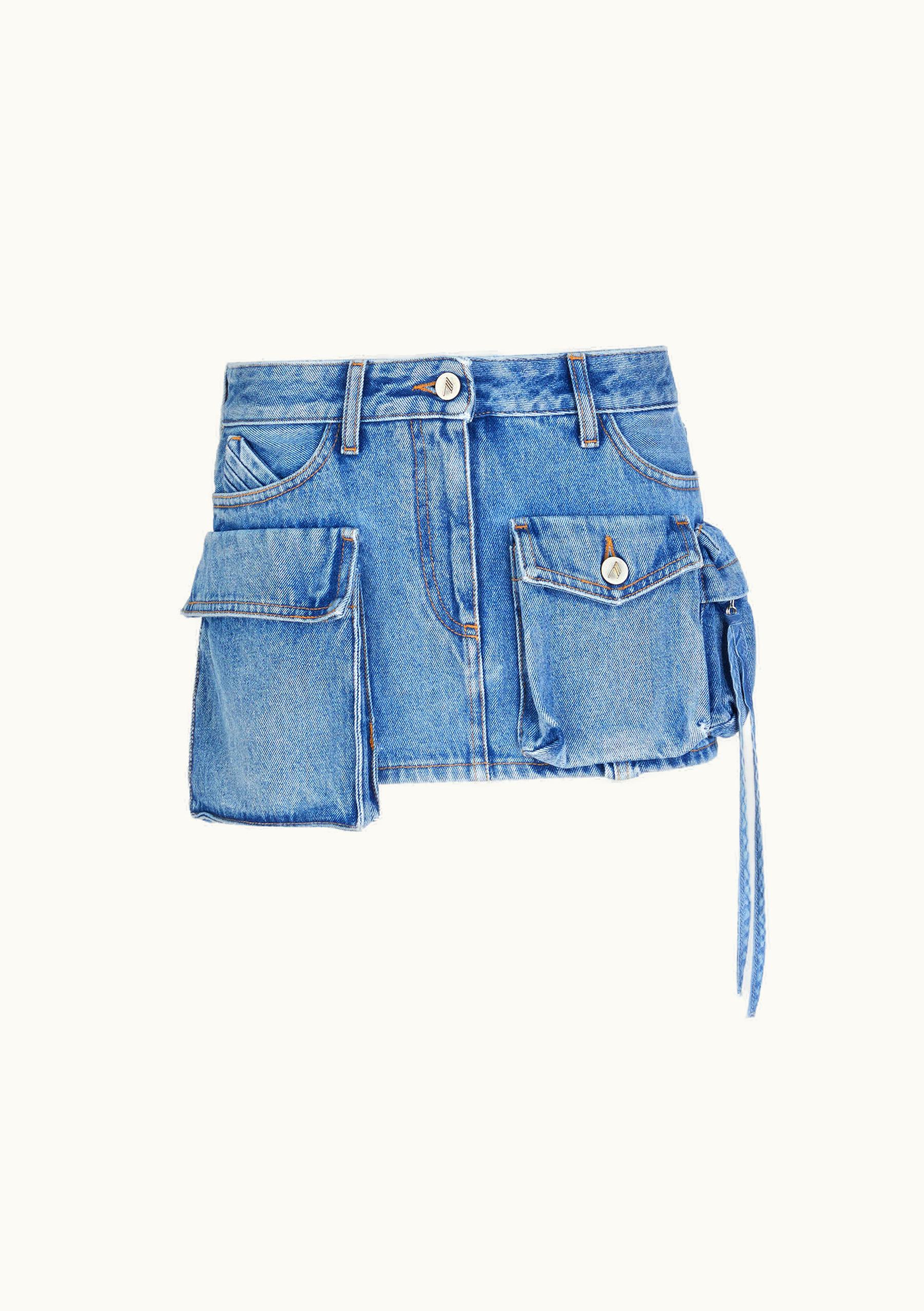 The Attico The Attico ''Fay'' Washed Blue Mini Skirt