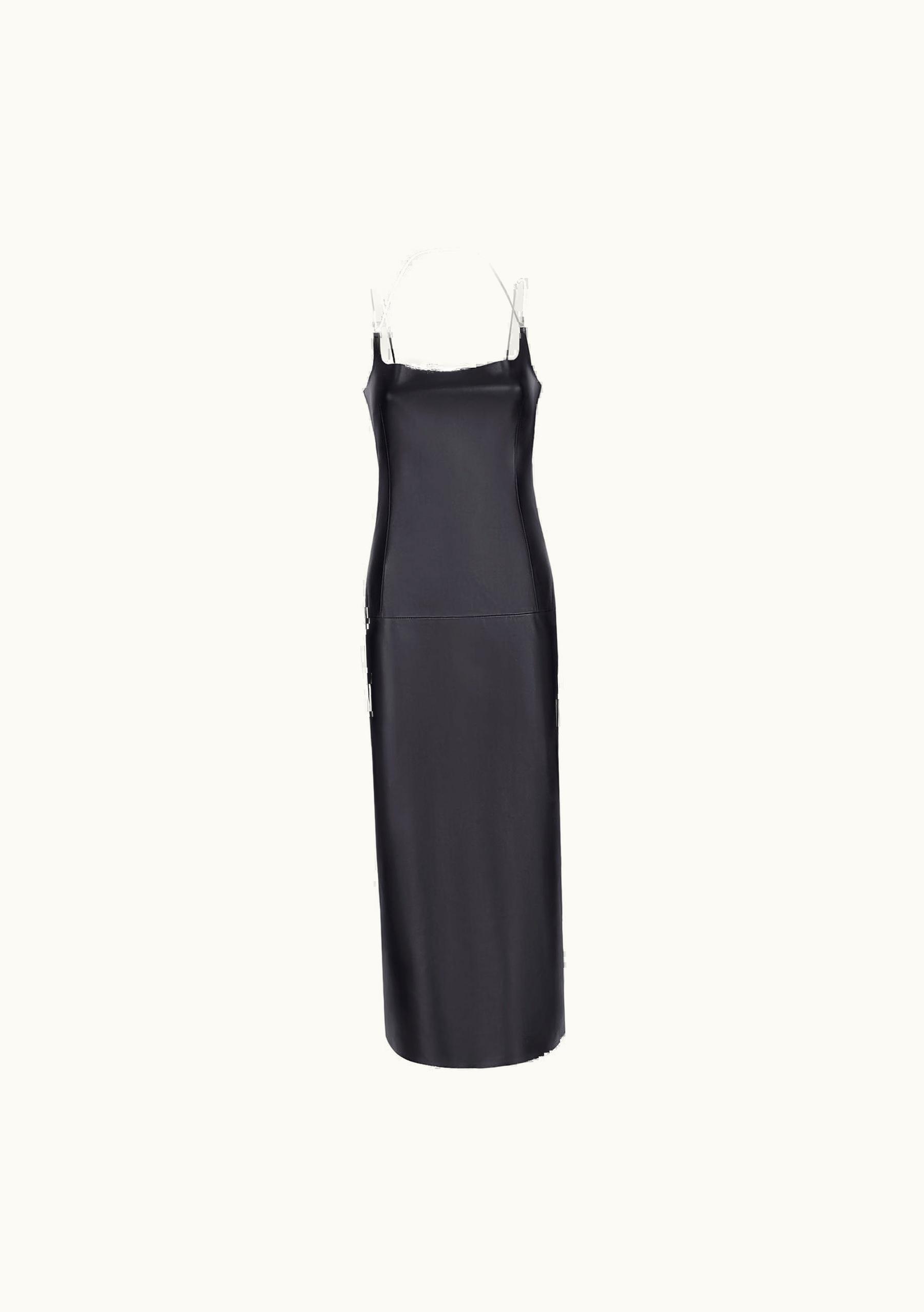 The Attico The Attico Leather Midi Dress Black