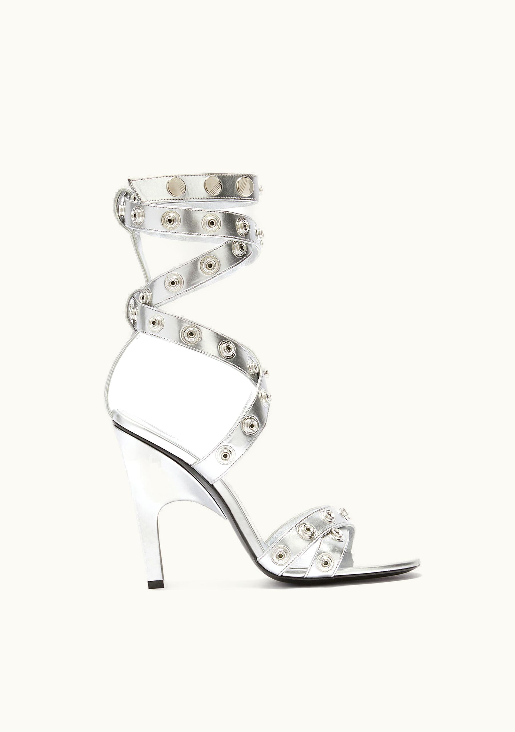 The Attico The Attico ''Cosmo'' Silver Double Ankle Strap Sandal