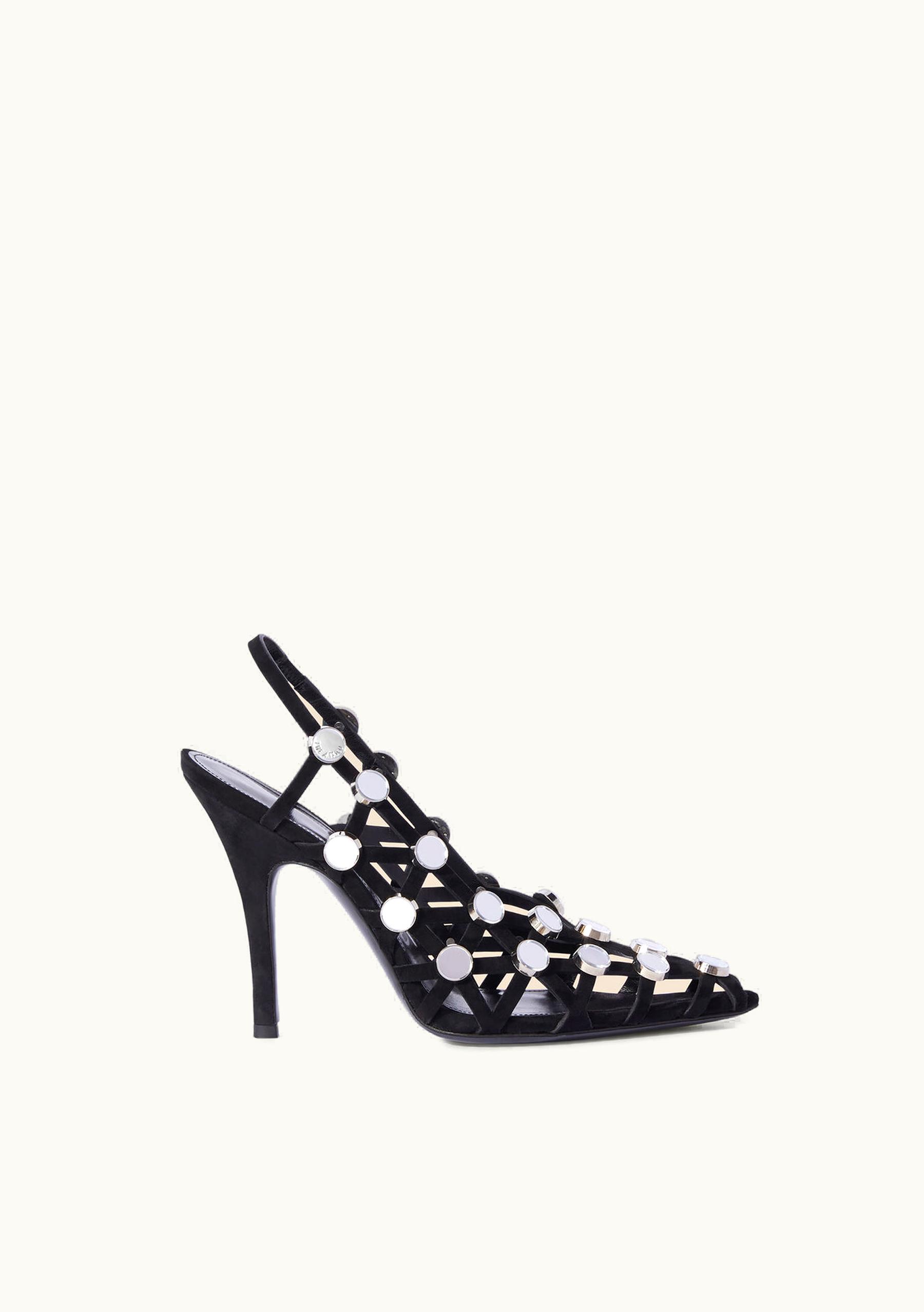 The Attico The Attico Grid Mirror Black Suede Slingback