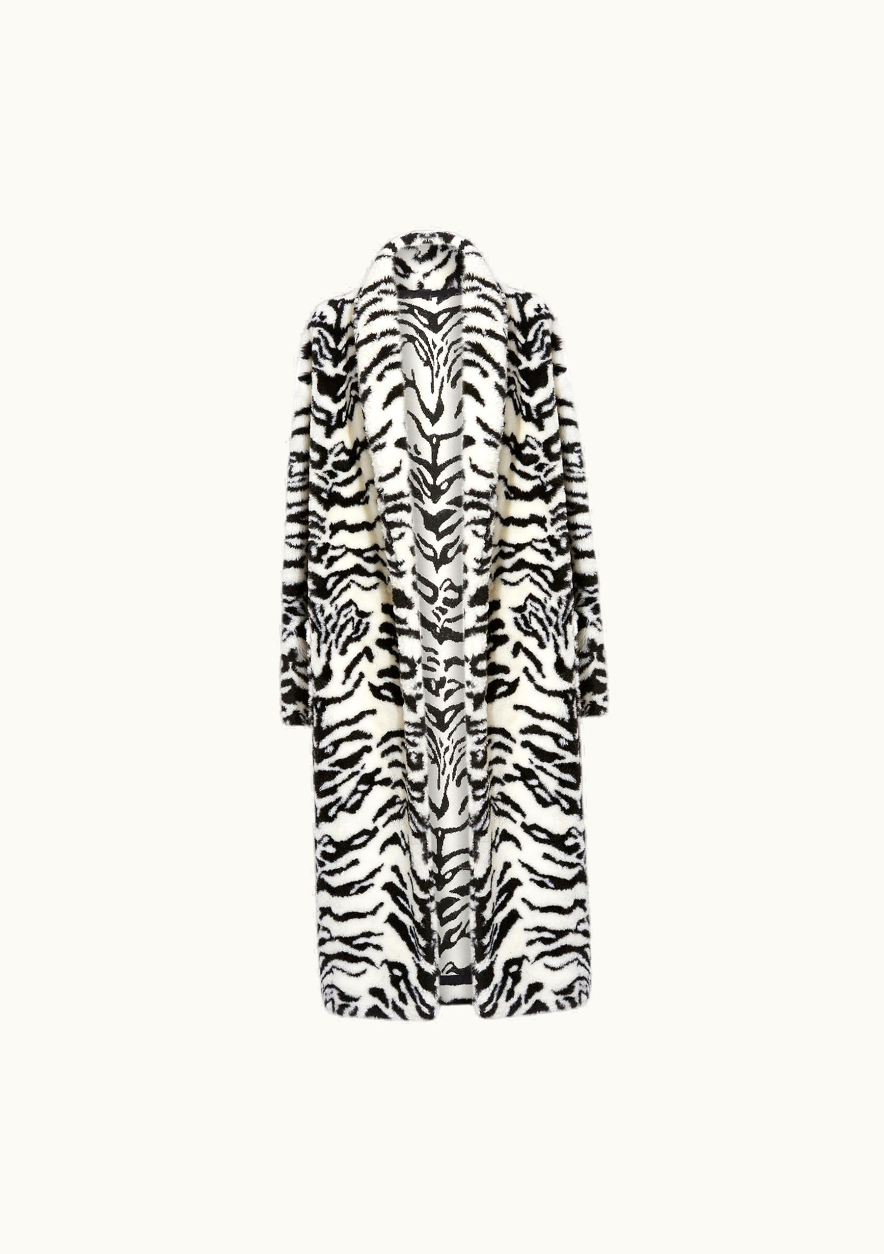 The Attico The Attico White And Black Long Fur Coat