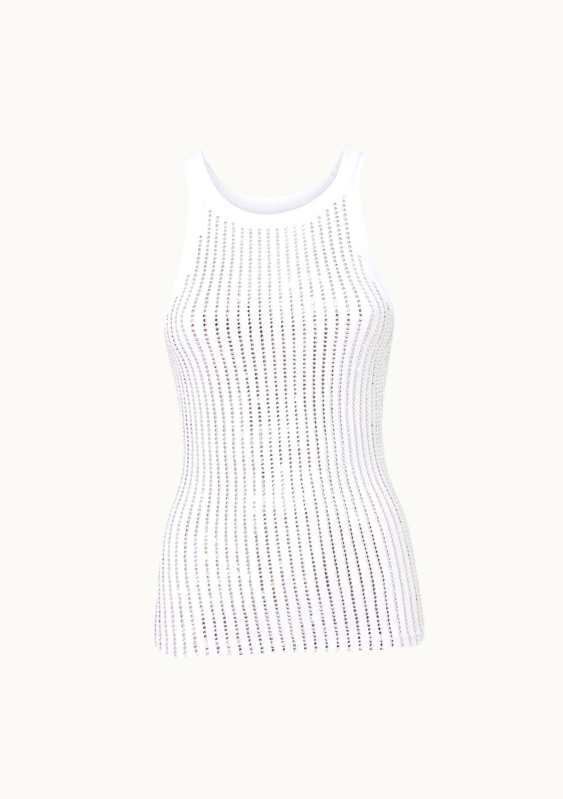 The Attico The Attico Crystal White Ribbed Jersey Top