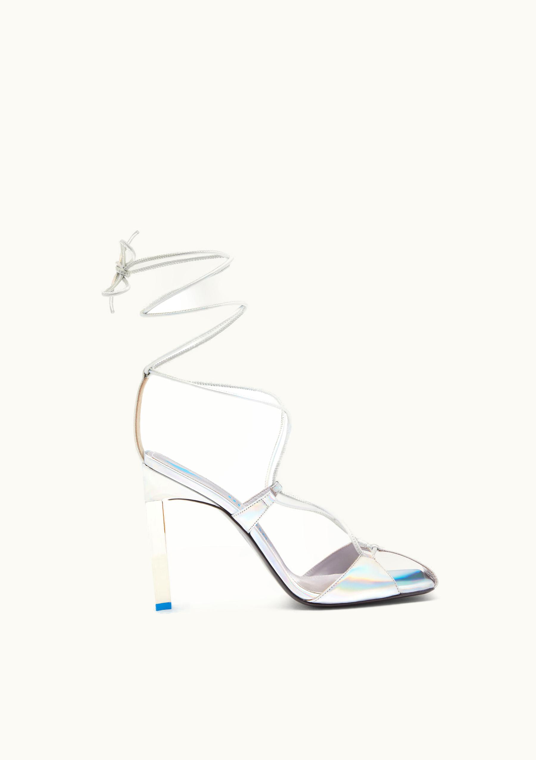 The Attico The Attico ''Adele'' Holographic Silver lace-up Sandal